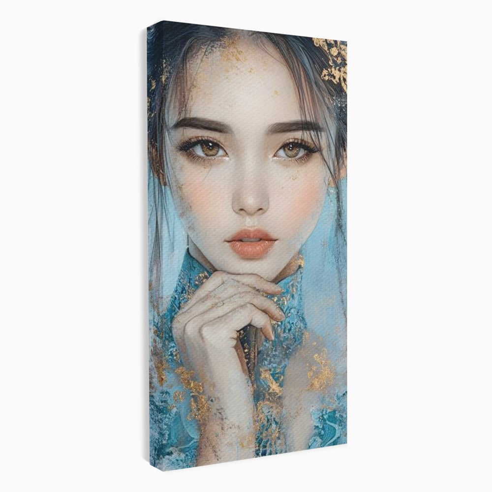 Tablou canvas cu tablou canvas cu chip de femeie, fara rama, pe sasiu de lemn