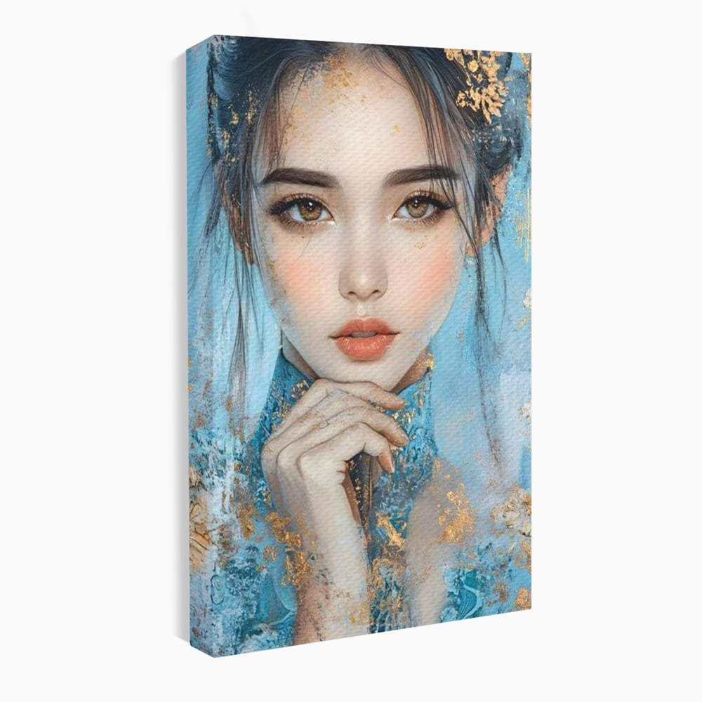 Tablou canvas cu tablou canvas cu chip de femeie, fara rama, pe sasiu de lemn