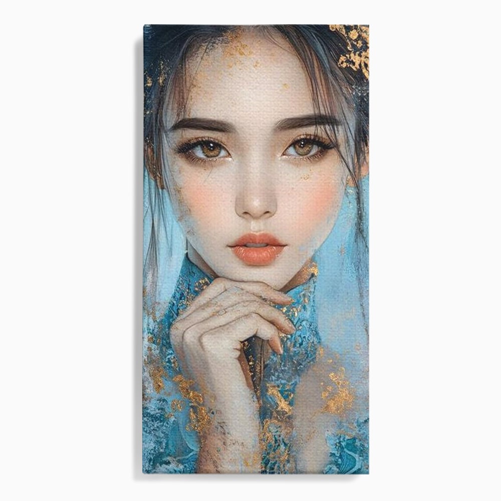 Tablou canvas cu tablou canvas cu chip de femeie, fara rama, pe sasiu de lemn
