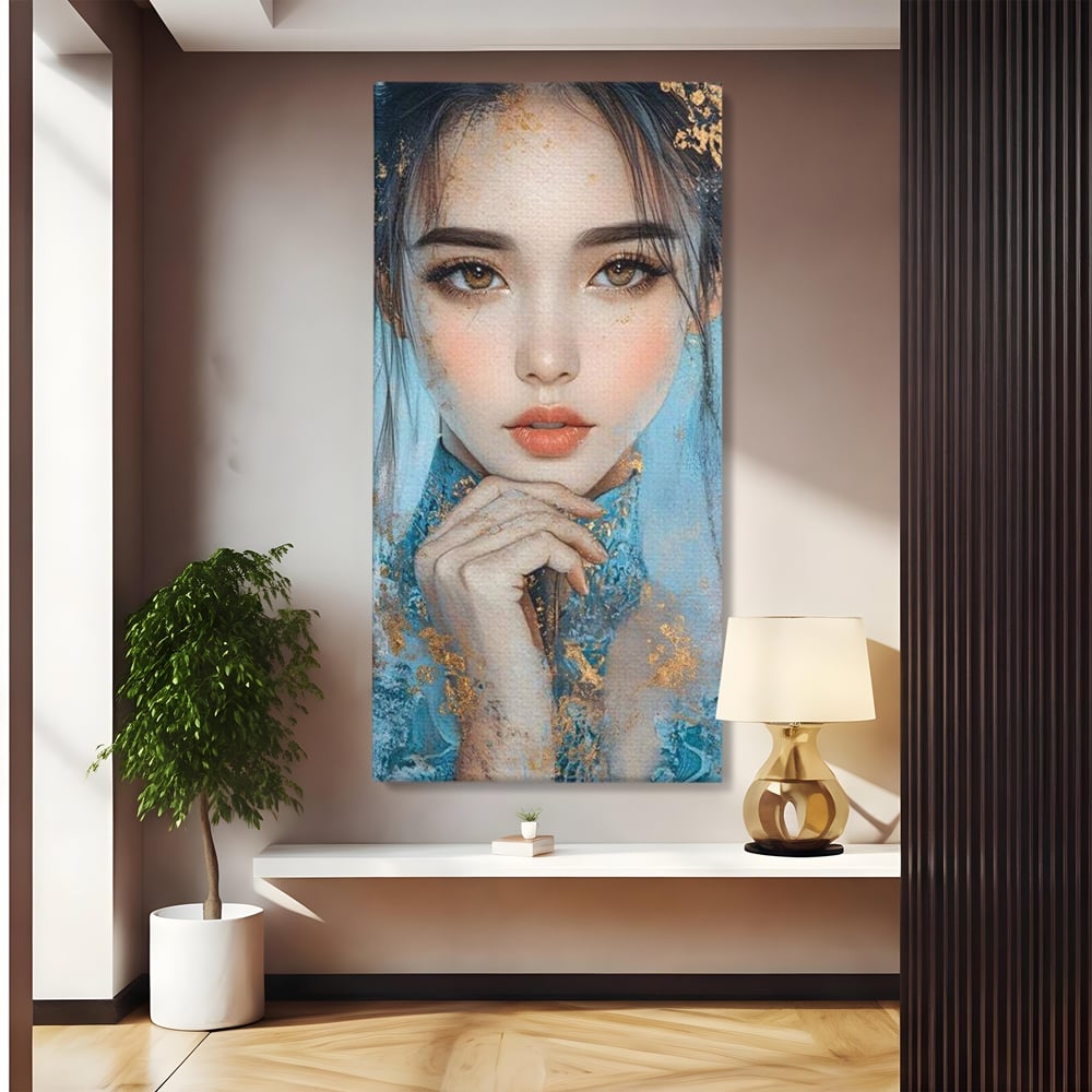 Tablou canvas cu tablou canvas cu chip de femeie, fara rama, pe sasiu de lemn