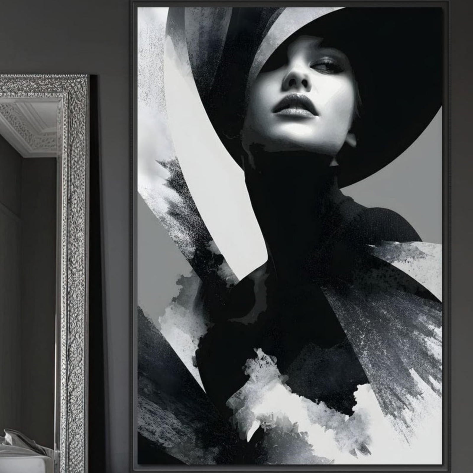 Tablou Canvas Premium, LuxCanva® G1218, Poem in Alb si Negru, Eleganta, Lady, Putere, Silueta, Umbra, Muza, Gratie, Eternitate, Intuneric, Regina, Lumina, Taina, Salon, Birou, Living, Dormitor