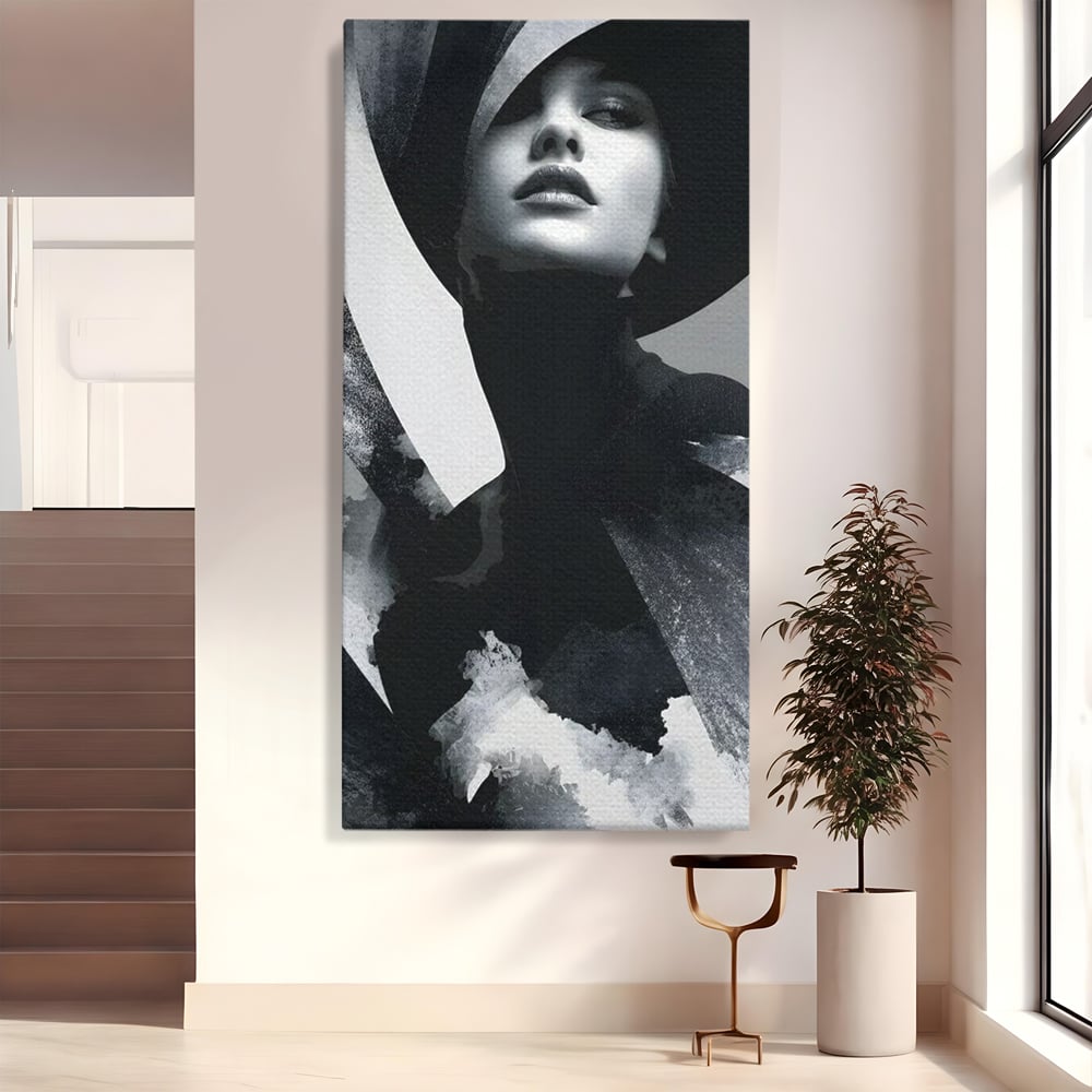 Tablou canvas cu tablou canvas cu portret artistic de femeie, fara rama, pe sasiu de lemn