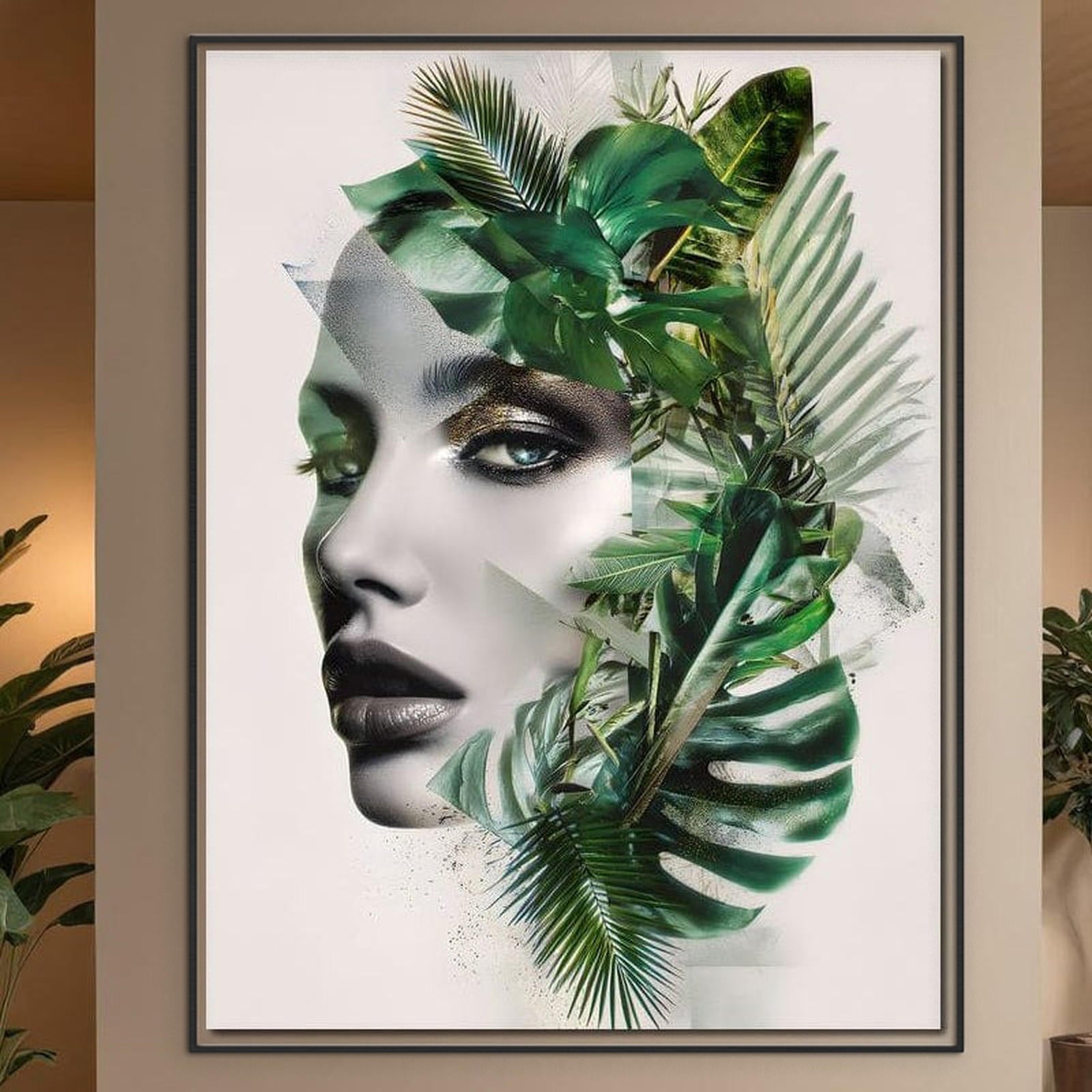 Tablou Canvas Premium, LuxCanva® G1237, Respiratia Padurii, Verde, Interior, Natura, Privire, Tacere, Botanic, Frunze, Muza, Tropice, Eteric, Organic, Luxuriant, Vegetal, Ecologic, Salon, Living, Dormitor