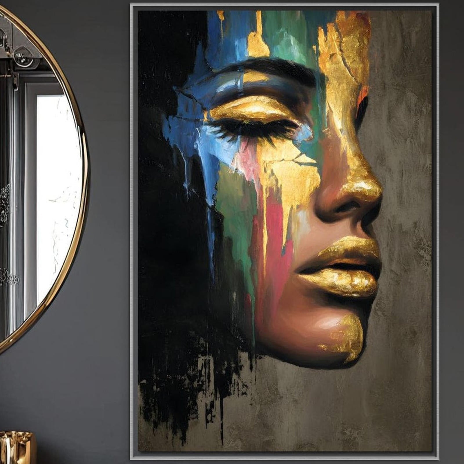 Tablou Canvas Premium, LuxCanva® G1239, Lumina din Tine, Vis, Aur, Chip, Reflexie, Suspin, Lumina, Lacrimi, Stralucire, Metamorfoza, Dualitate, Femeie, Timp, Fragilitate, Salon, Living, Dormitor