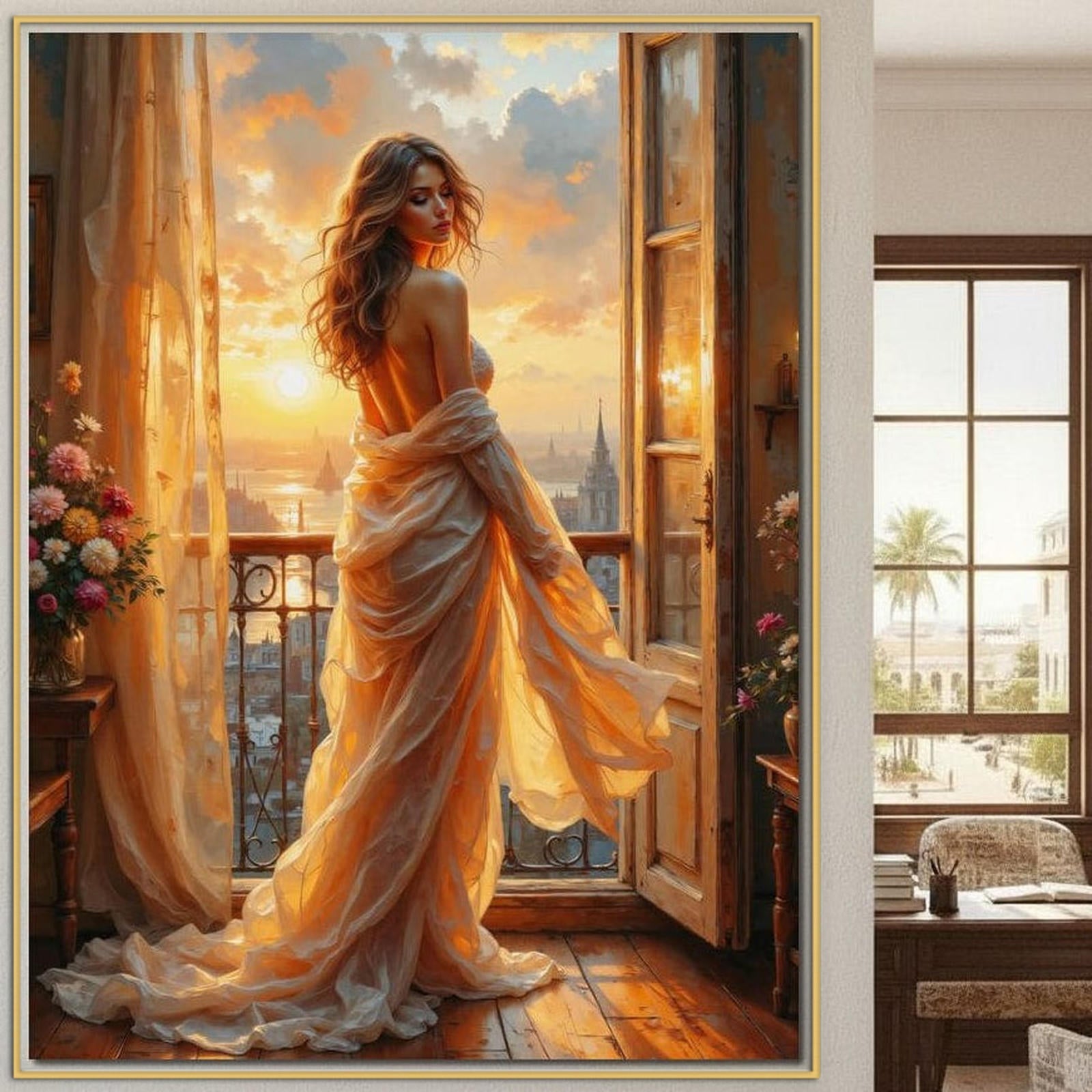 Tablou Canvas Premium, LuxCanva® G1240, Sclipiri de Dor,  Rasarit, Raza, Seara, Melancolie, Fragil, Frumusete, Vraja, Hipnotic, Diafan, Senzualitate, Emotie, Decoratiune, Zeita, Salon, Living, Dormitor