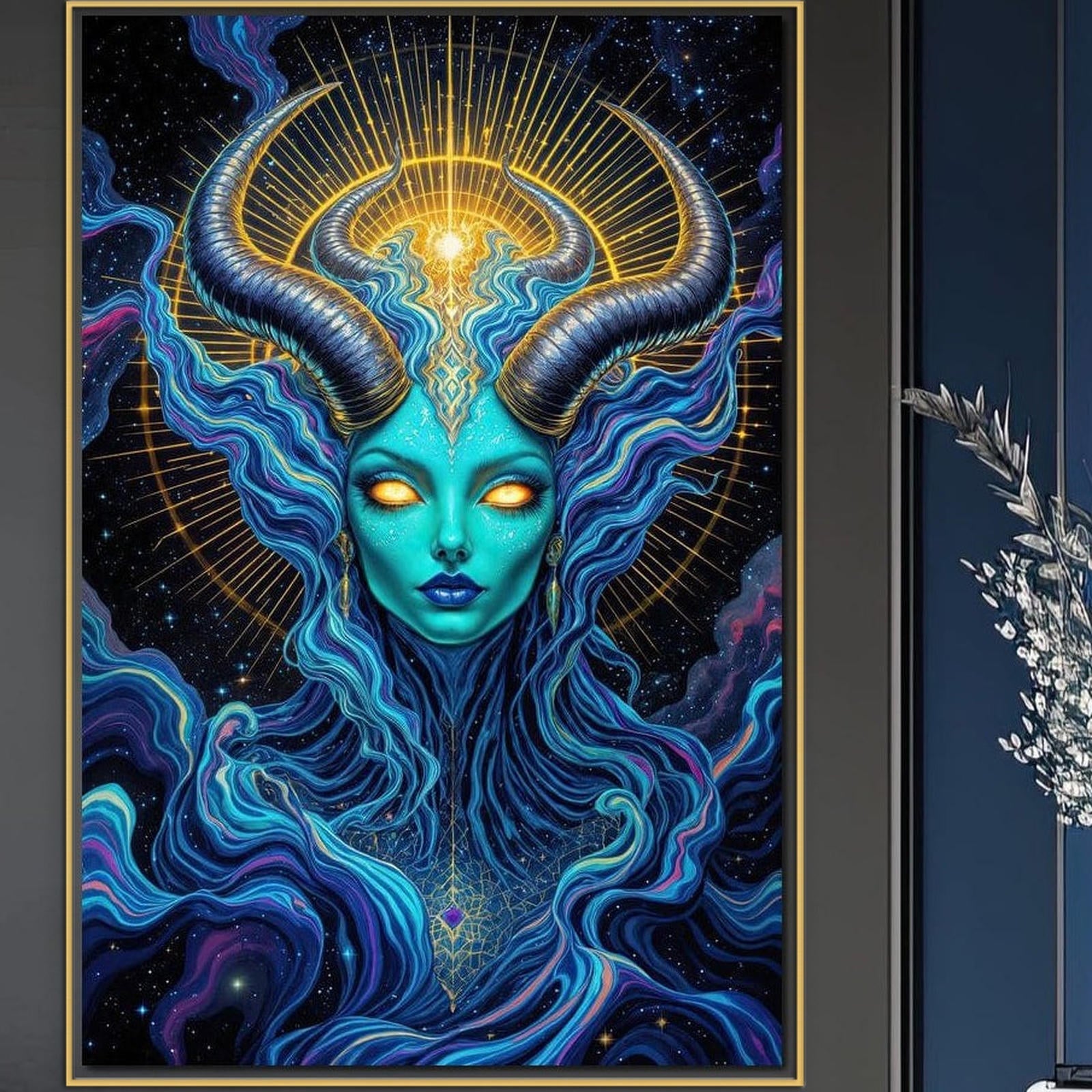 Tablou Canvas Premium, LuxCanva® G1245, Vortex Celest, Queen, Zeitate, Albastru, Energie, Stele, Galactic, Abis, Univers, Ochi, Fantezie, Coarne, Interstelar, Mistic, Hipnoza, Salon, Living, Dormitor