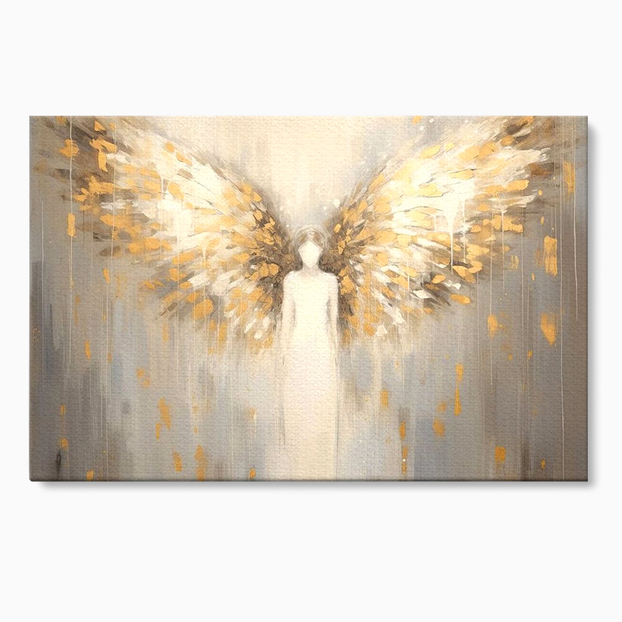 Tablou canvas cu tablou canvas cu inger si aripi aurite, fara rama, pe sasiu de lemn