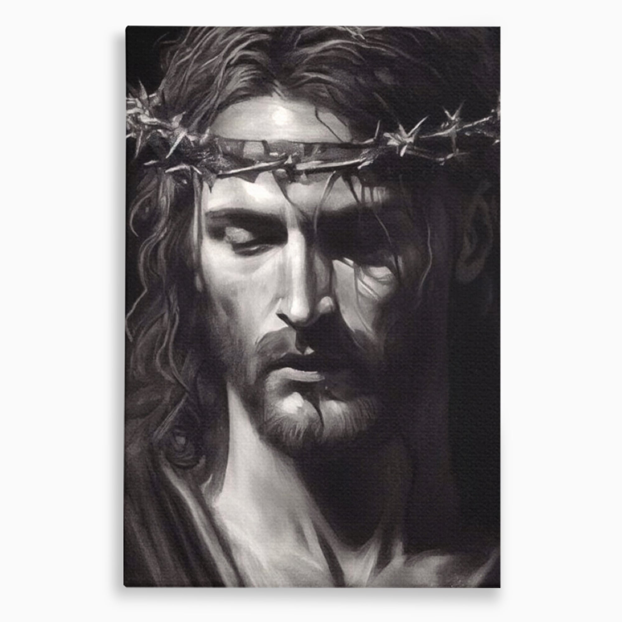 Tablou canvas cu tablou canvas cu portretul lui iisus, fara rama, pe sasiu de lemn