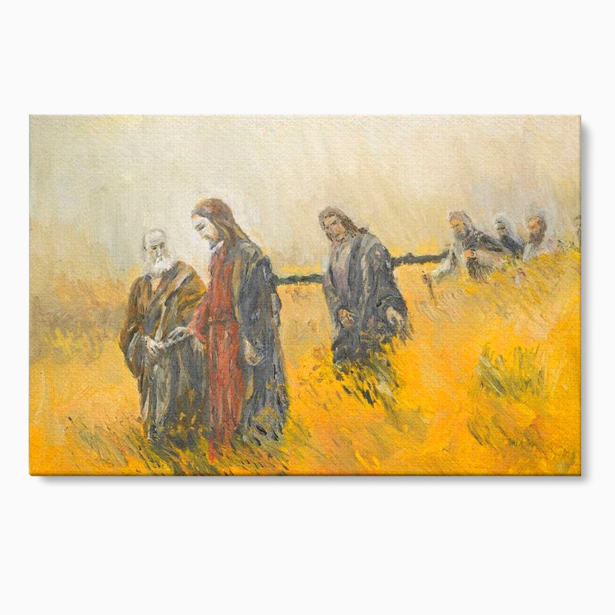 Tablou canvas cu tablou canvas cu isus si apostolii pe drum, fara rama, pe sasiu de lemn