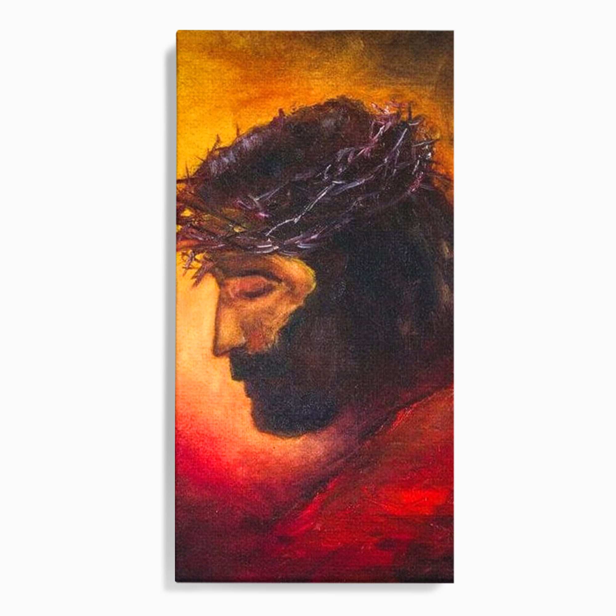 Tablou canvas cu tablou canvas cu isus purtand coroana, fara rama, pe sasiu de lemn
