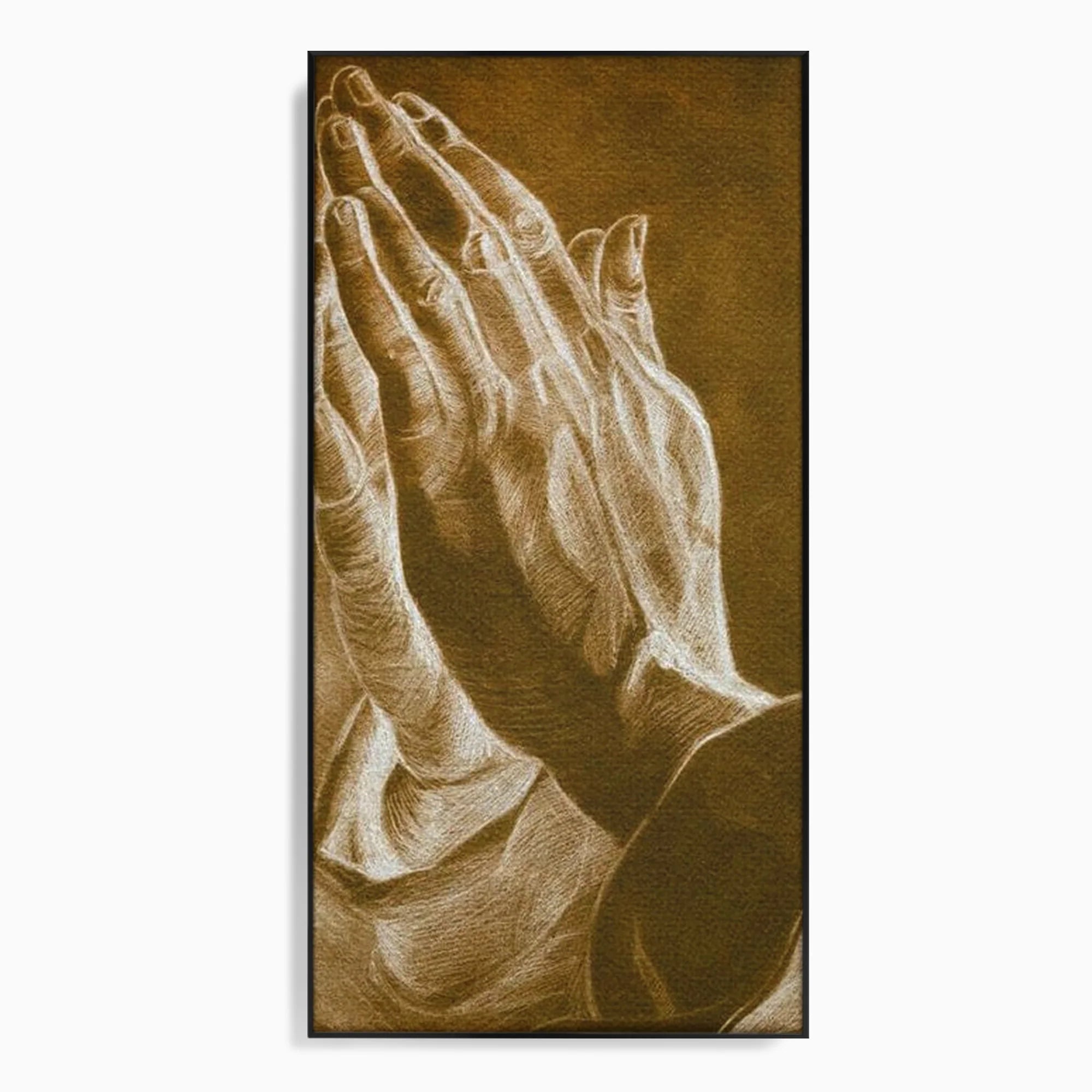 Tablou canvas cu tablou canvas cu maini in rugaciune, in rama de aluminiu negru