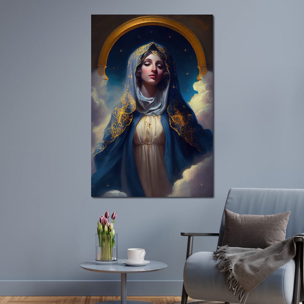 Tablou Canvas Premium LuxCanva® H1031, Divinitate si Gratie, Feciara Maria, Divinitate, Lumina, Credinta, Gratie, Ceresc, Pace Interioara, Spiritualitate, Living, Dormitor