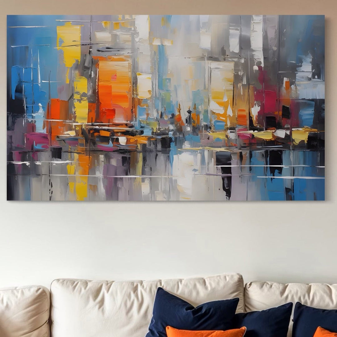 Tablou canvas cu pictura abstracta cu peisaj urban