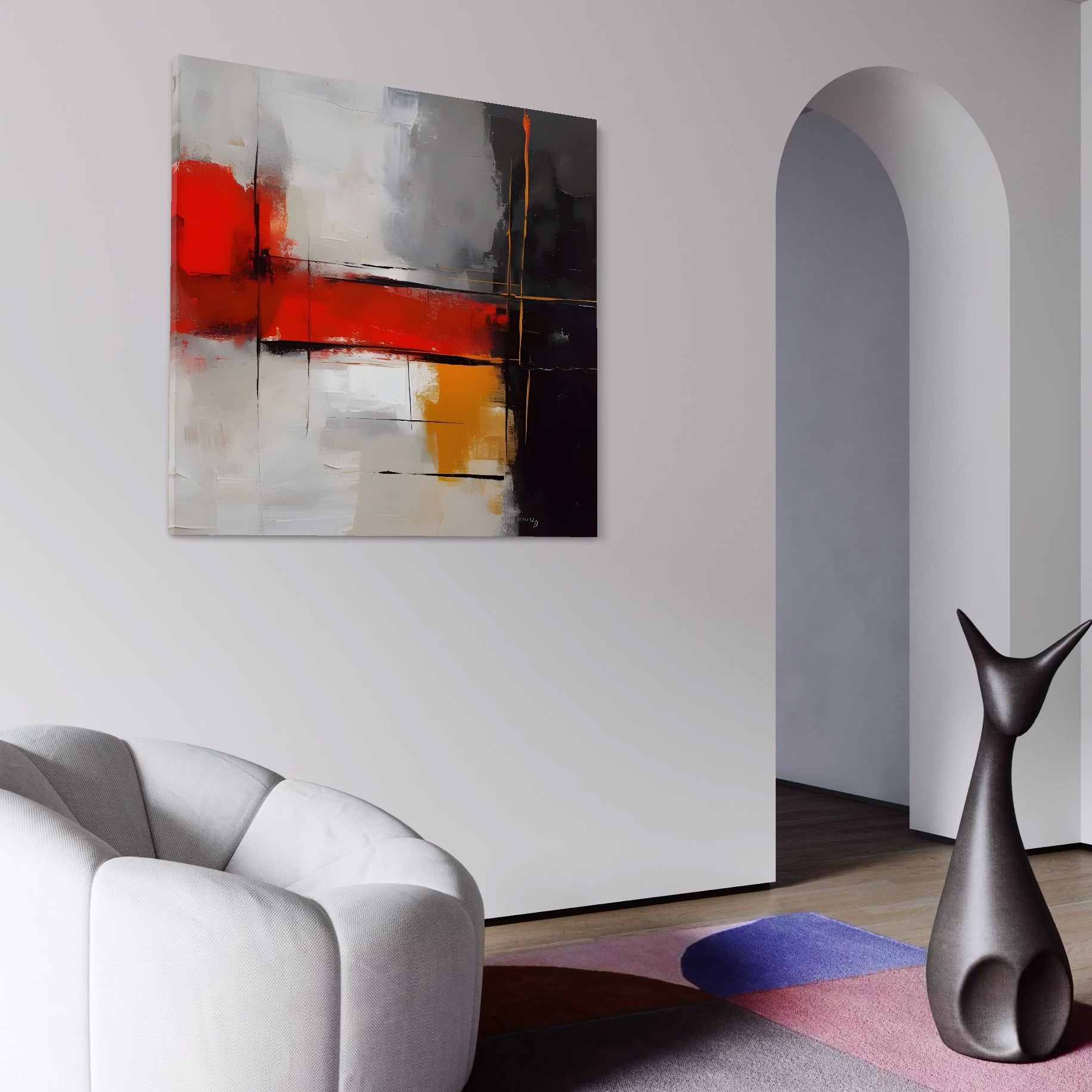 Tablou Canvas Premium LuxCanva® C1192, Culori Pictate Abstract , Culori, Decorativ, Living Room, Culori Vibrante