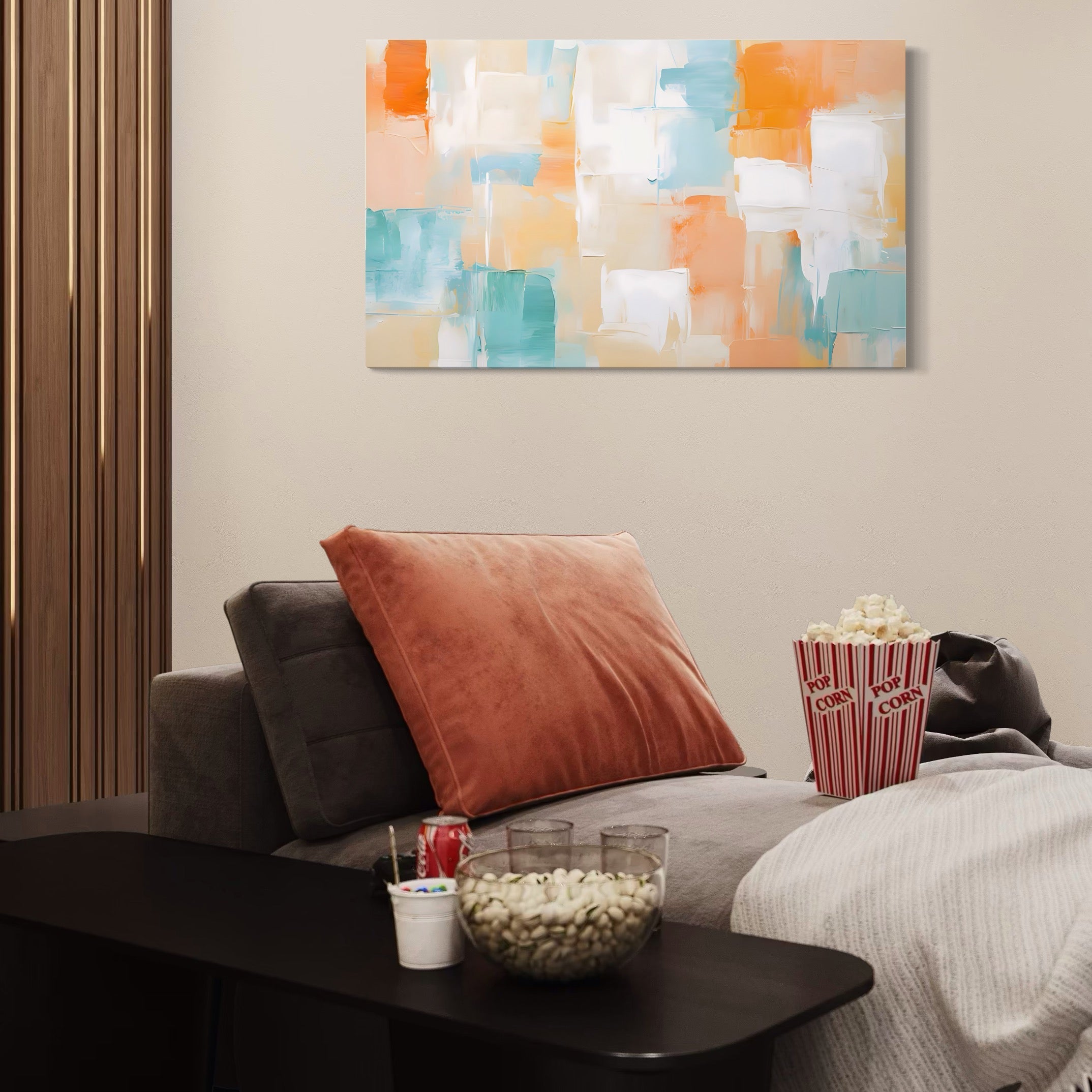 Tablou Canvas Premium LuxCanva® C1195, Culori Deschise Pictate , Relaxare, Living Room, Culori Vibrante