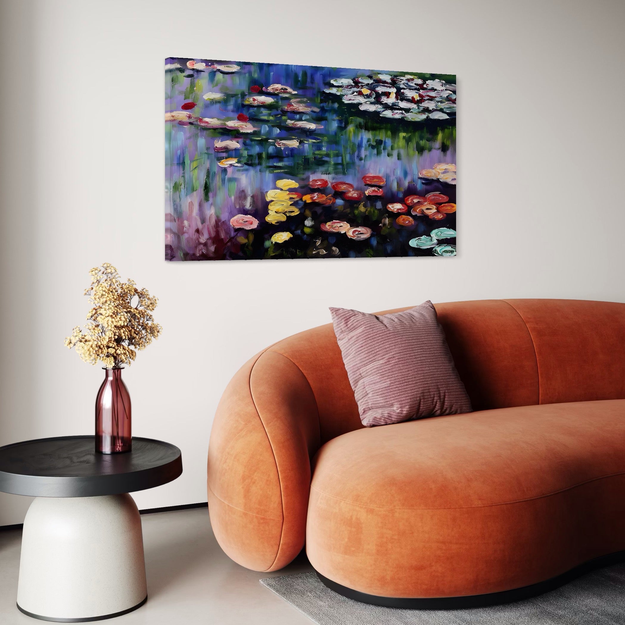Tablou Canvas Premium LuxCanva® C1203, Maci Infloriti Pe Lac , Relaxare, Living Room, Culori Vibrante