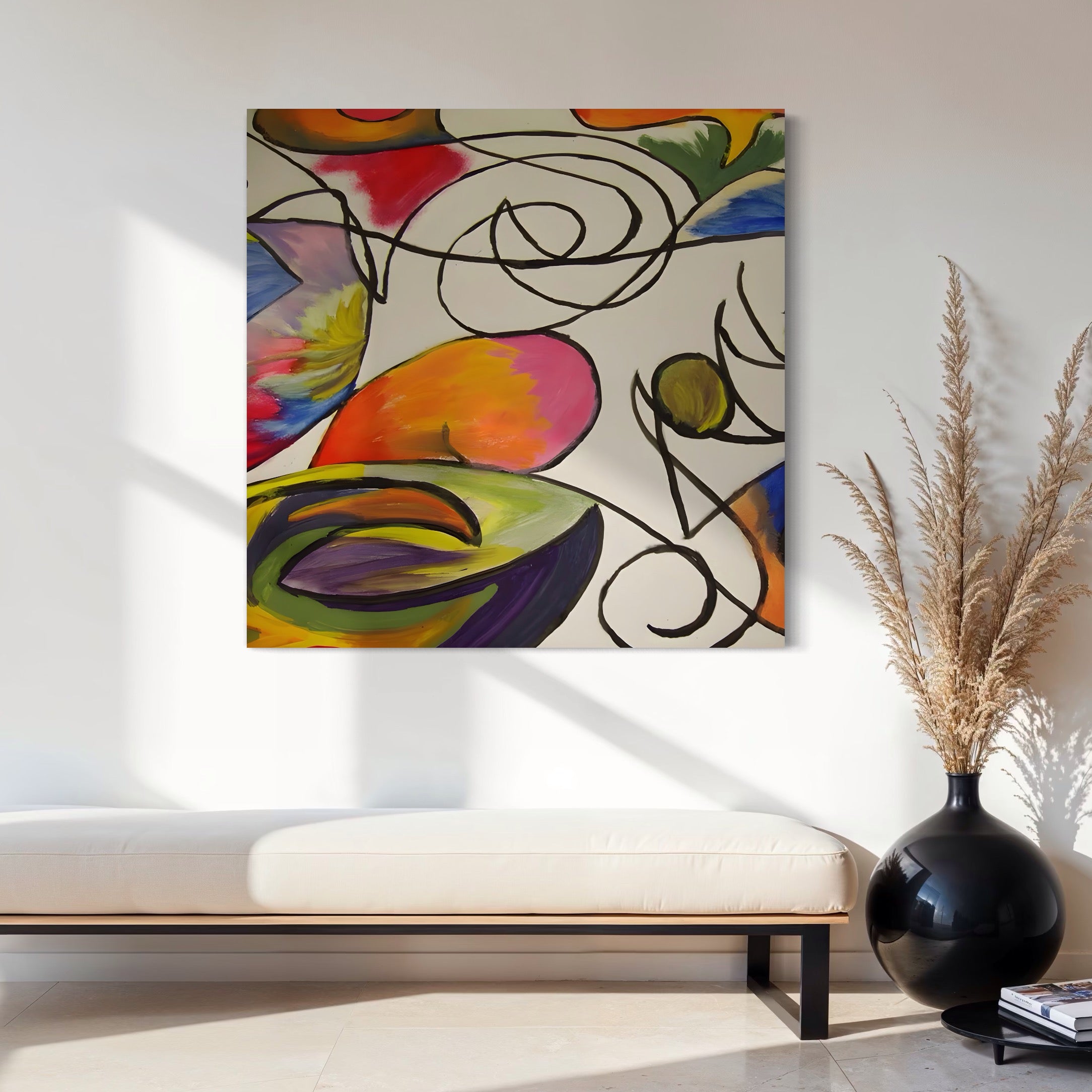 Tablou Canvas Premium LuxCanva® C1206, Kandinsky Painting Puzzle , Culori, Decorativ, Living Room, Culori Vibrante