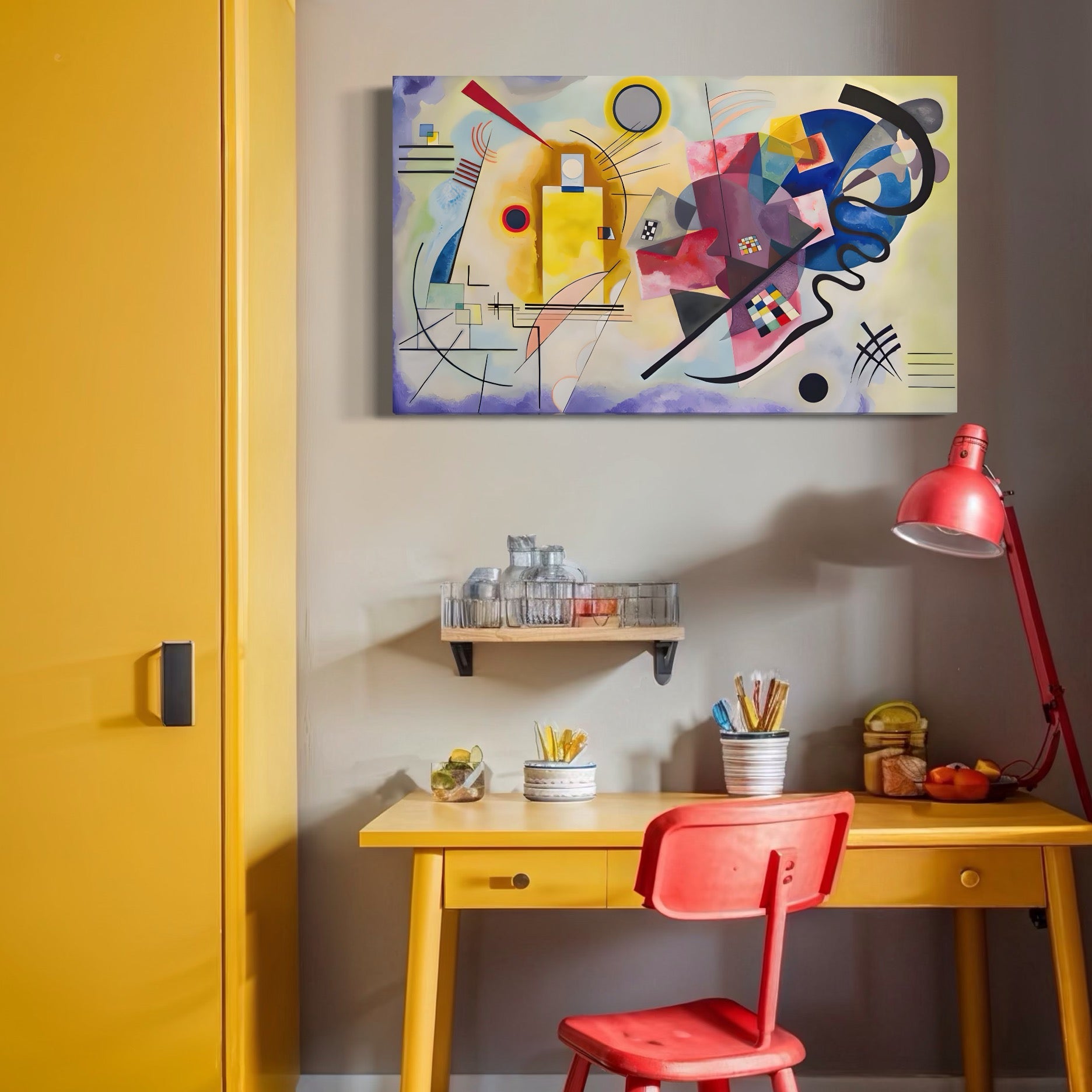 Tablou Canvas Premium LuxCanva® C1214, Red Yellow And Blue Paint , Relaxare, Artist, Kandinsky, Living Room, Culori Vibrante