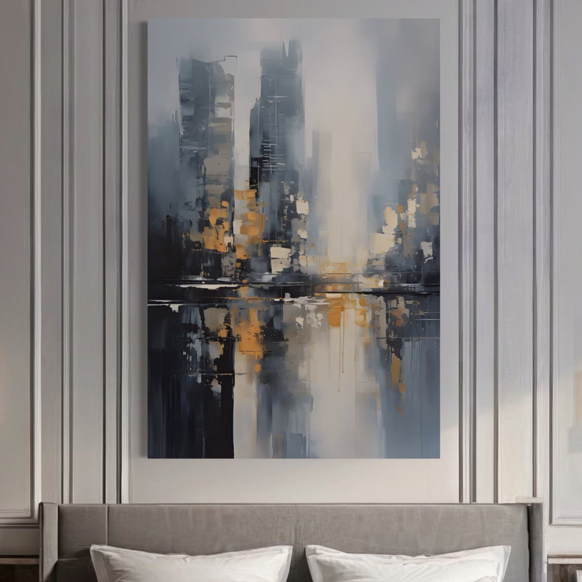 Tablou Canvas Premium LuxCanva® C1219, Abstract Paint Of Downtown ,  Relaxare, Living Room, Culori Vibrante