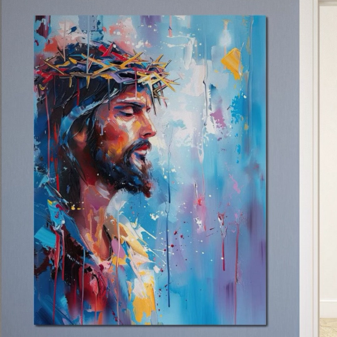 Tablou Canvas Premium LuxCanva® H1044, Reverie Sacra, Iisus, Credinta, Speranta, Mantuire, Har, Emotie, Coroana de Spini, Decor Crestin, Arta Religioasa, Living, Dormitor