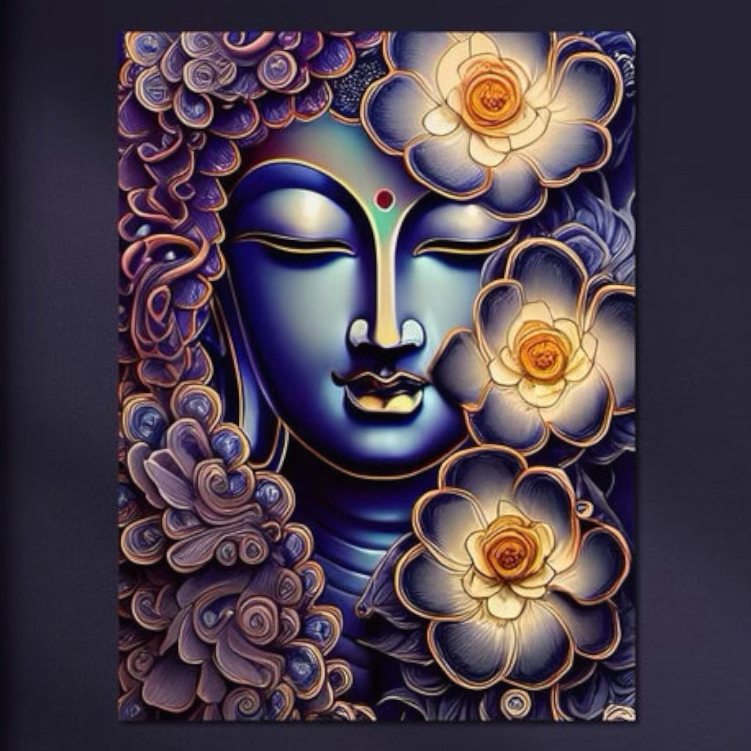 Tablou Canvas Premium LuxCanva® I121, Armonie si Culoare, Buddha, Zen, Iluminare, Pace Interioara, Spiritualitate, Armonie, Meditatie, Flori, Lotus, Urna, Living, Dormitor