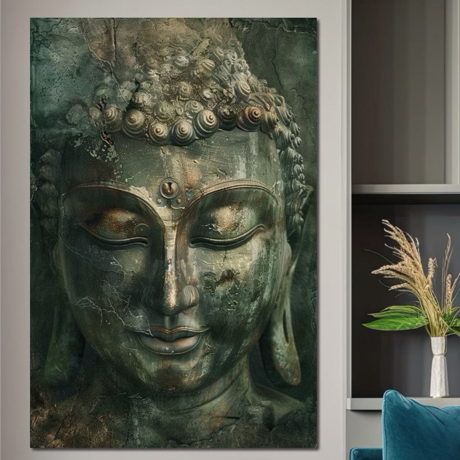 Tablou Canvas Premium LuxCanva® I138, Linistea Intunecata, Buddha, Zen, Meditatie, Liniste, Spiritualitate, Emotie, Natura, Armonie, Urna, Arta, Umbre, Living, Dormitor