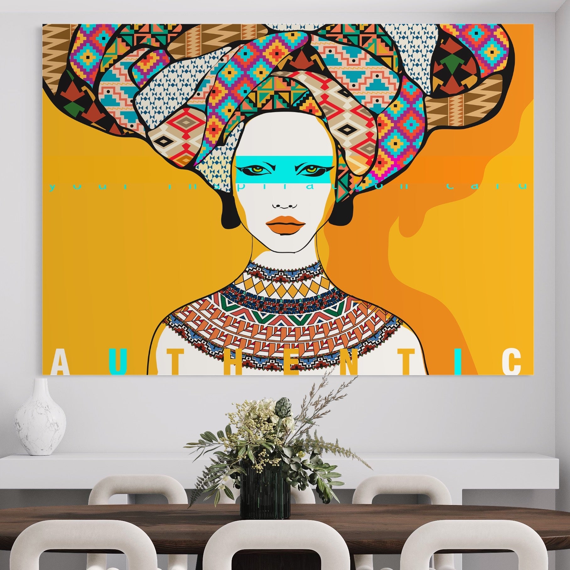 Tablou Canvas Premium LuxCanva® B1133, African Women , Femei, Living, Turban, Frumusete, Trib, Dormitor, Africa, Culori Vibrante