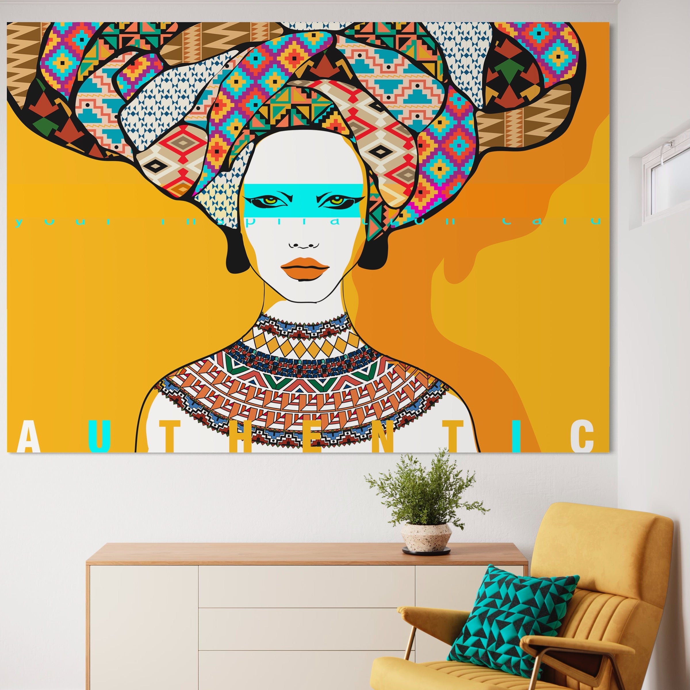 Tablou Canvas Premium LuxCanva® B1133, African Women , Femei, Living, Turban, Frumusete, Trib, Dormitor, Africa, Culori Vibrante