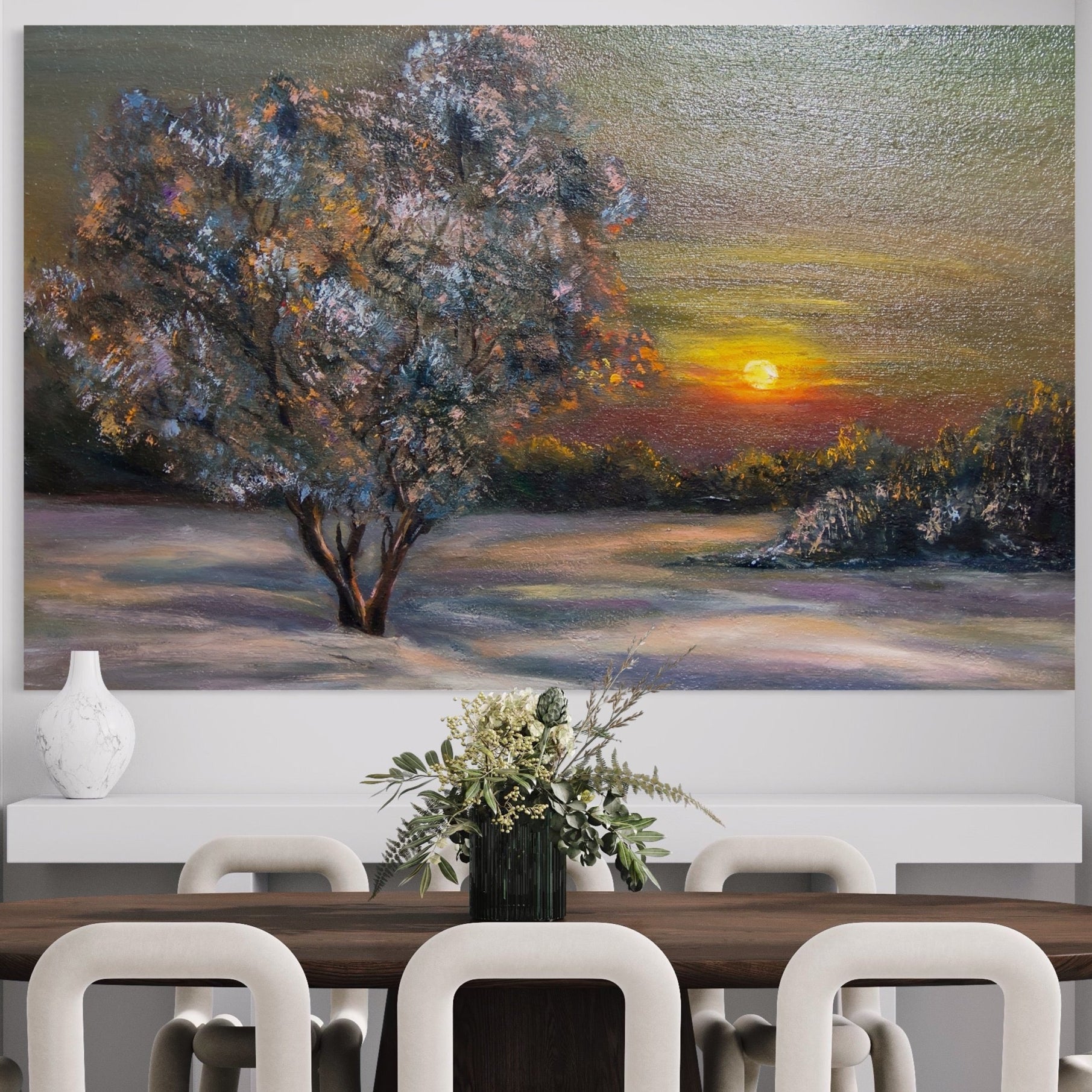 Tablou Canvas Premium LuxCanva® B1131, Copacul Magic , Copac, Living, Apus, Noapte, Natura, Culori Vibrante