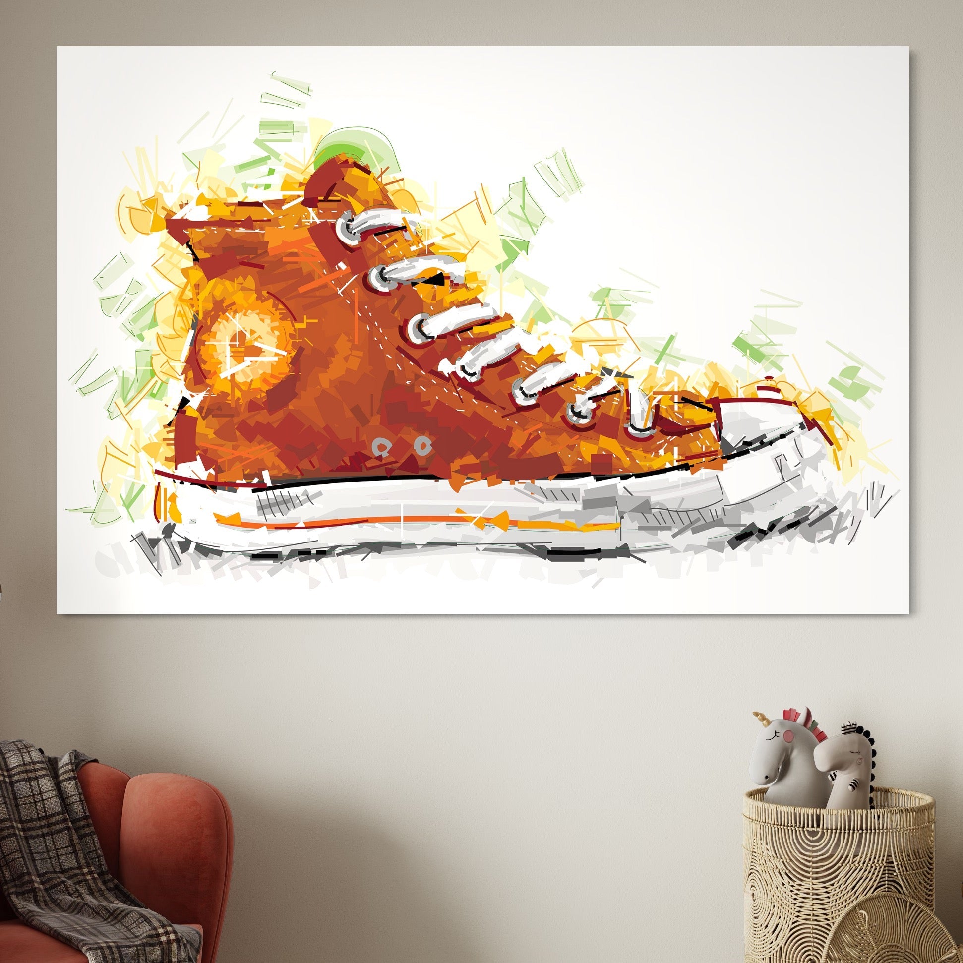 Tablou Canvas Premium LuxCanva® B1123, Tenisi Converse ,  Culori, Baschet, Converse, Dormitor, Chuck Taylor, Sport, Portocaliu, Copii, Culori Vibrante