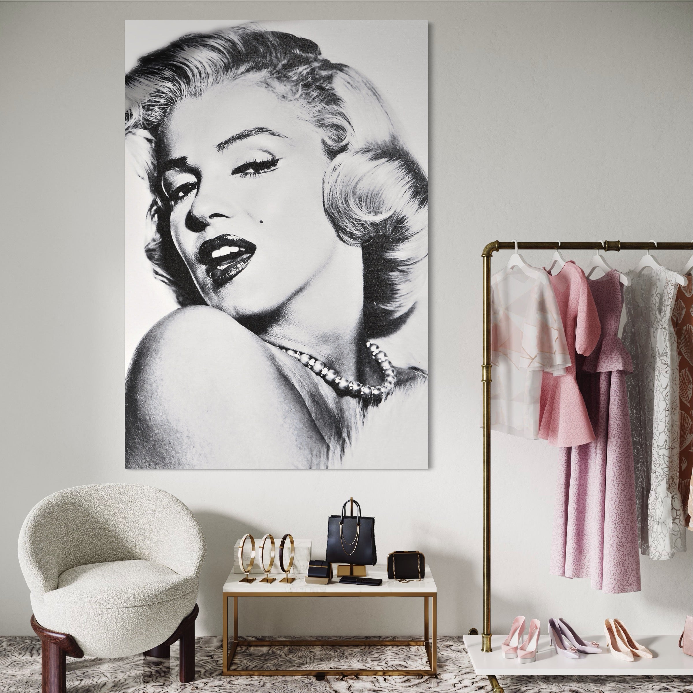 Tablou Canvas Premium LuxCanva® B1118, The Amazing Marilyn Monroe ,Living, Blonda, Actrita, Sex Simbol, PlayBoy, Dormitor, Alb Si Negru