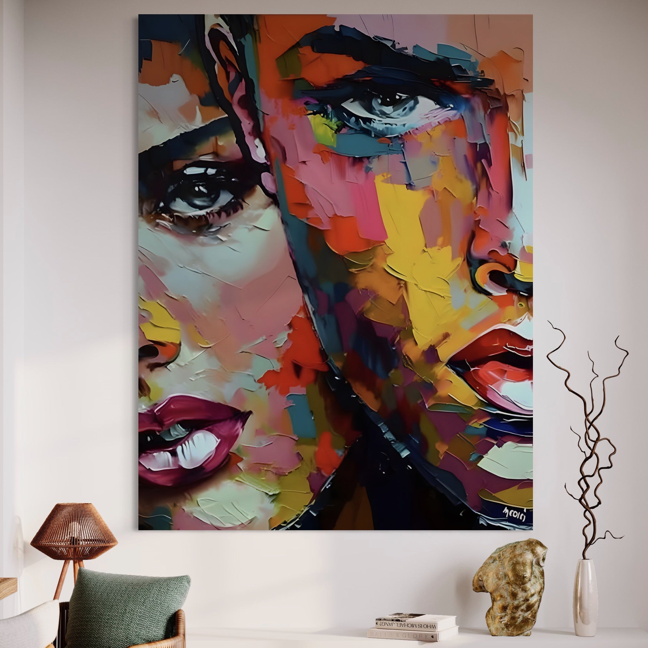 Tablou Canvas Premium LuxCanva® B1113, El Si Ea , Culori, Living, Fata, Baiat, Dormitor, Iubire, Priviri, Chipuri, Culori Vibrante