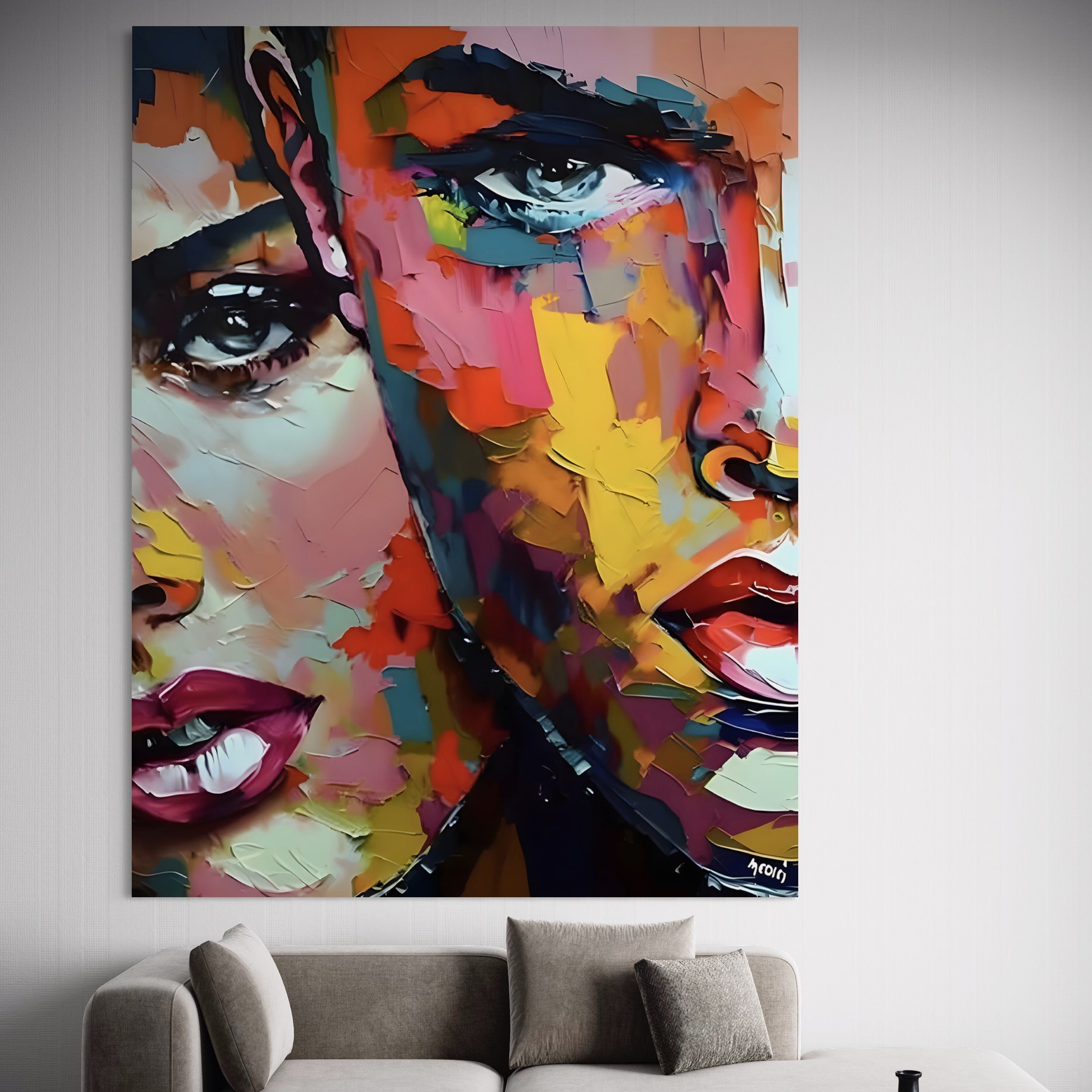 Tablou Canvas Premium LuxCanva® B1113, El Si Ea , Culori, Living, Fata, Baiat, Dormitor, Iubire, Priviri, Chipuri, Culori Vibrante