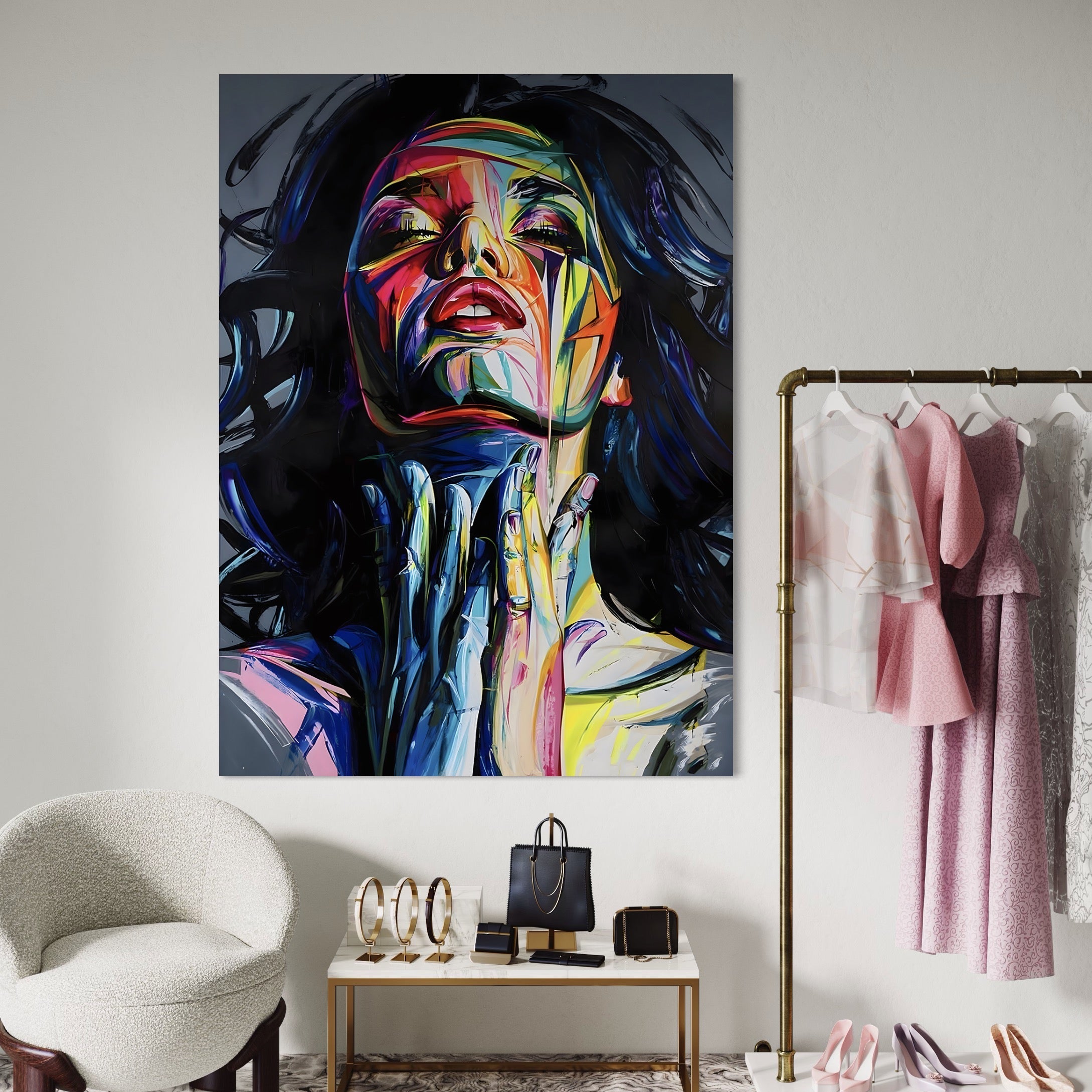 Tablou Canvas Premium LuxCanva® B1110, Femeia Senzuala,Living, Abstract, Multicolor, Femeie, Sexy, Par Lung, Dormitor, Senzualitate, Culori Vibrante