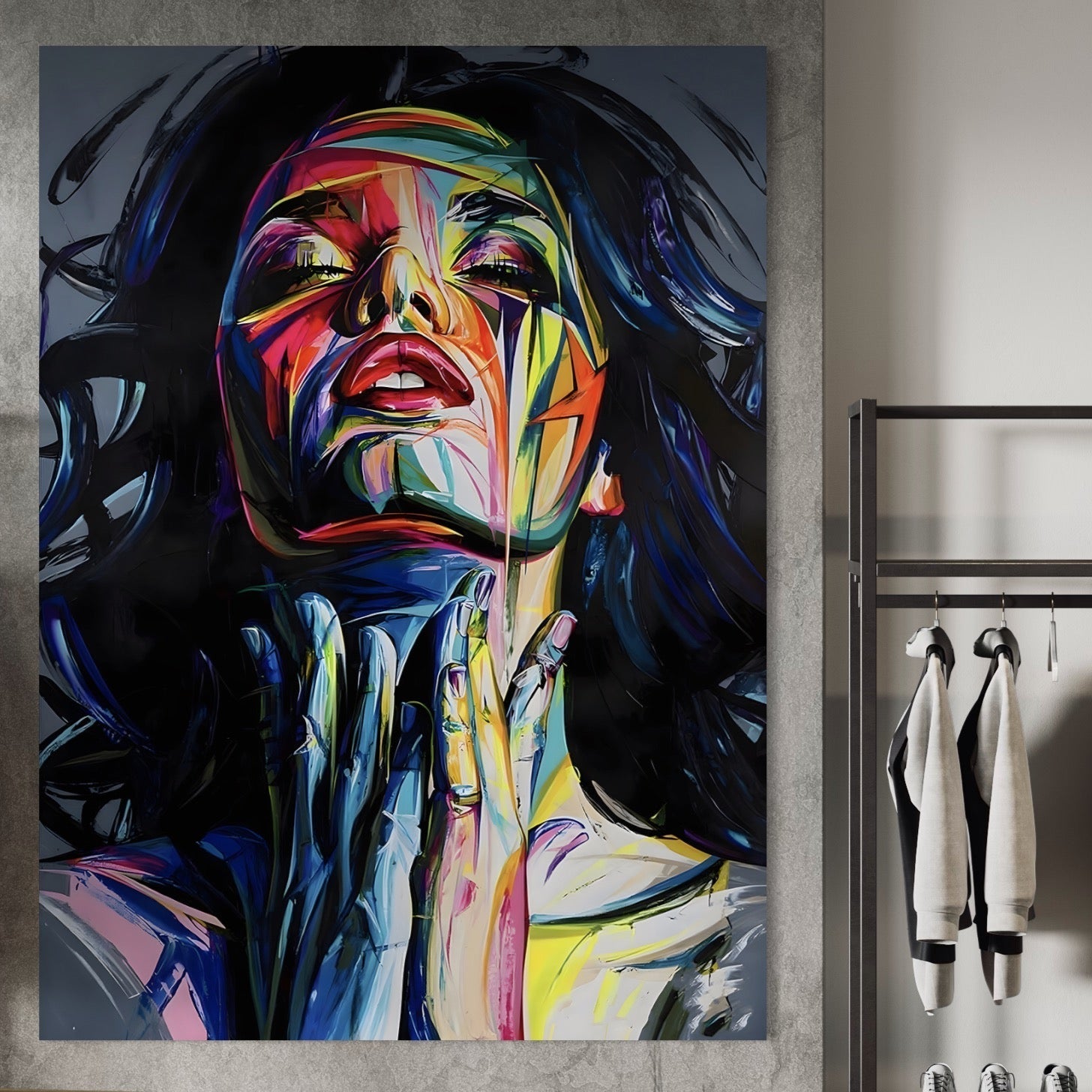 Tablou Canvas Premium LuxCanva® B1110, Femeia Senzuala,Living, Abstract, Multicolor, Femeie, Sexy, Par Lung, Dormitor, Senzualitate, Culori Vibrante