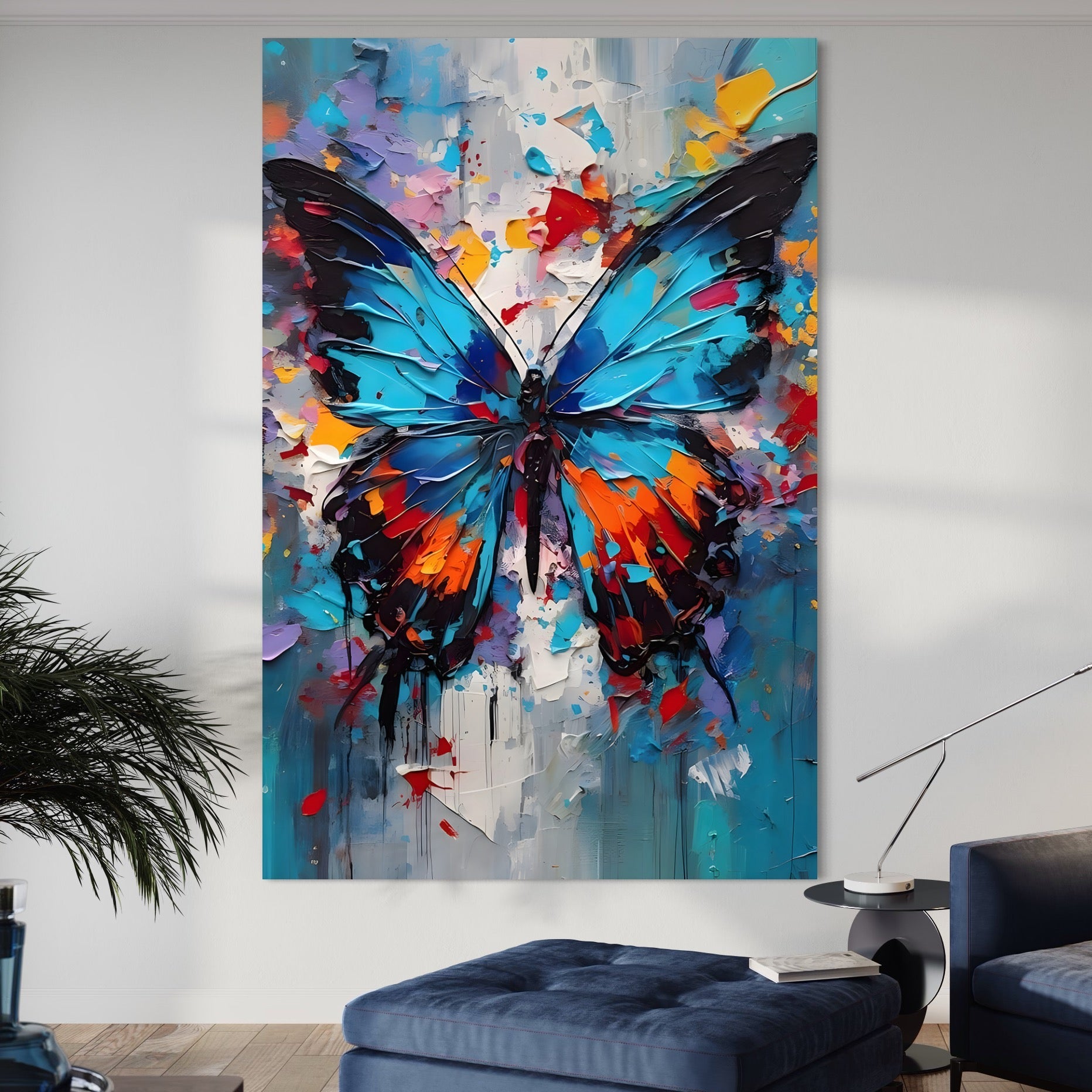 Tablou Canvas Premium LuxCanva® B1109, Fluturele Albastru , Living, Fluture, Albastru, Colorat, Aripi, Culori Vibrante