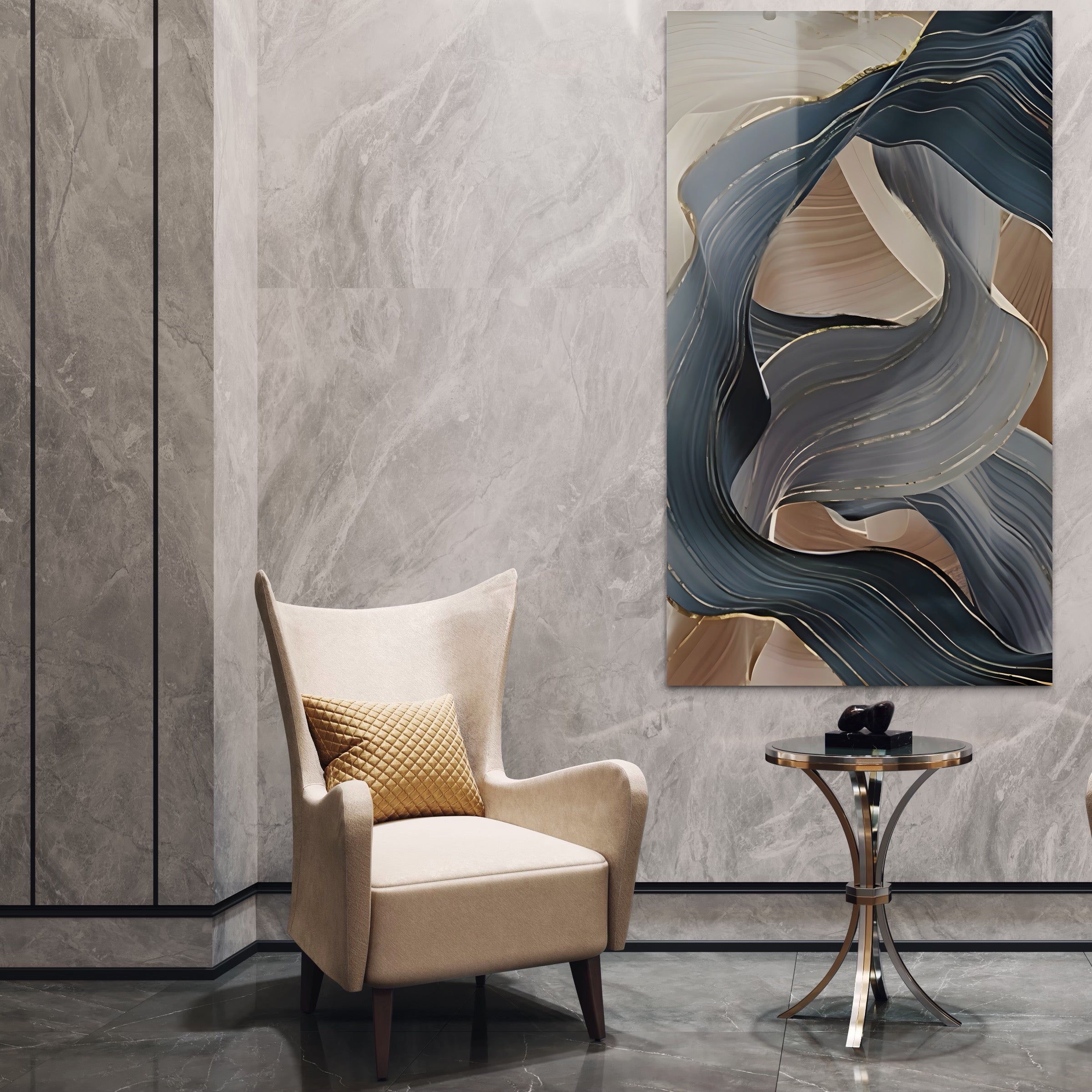 Tablou Canvas Premium LuxCanva® B1106, Pierdut In Pastel , Living, Abstract, Valuri, Culori Pastelate, Furtuna, Dormitor, Culori Vibrante