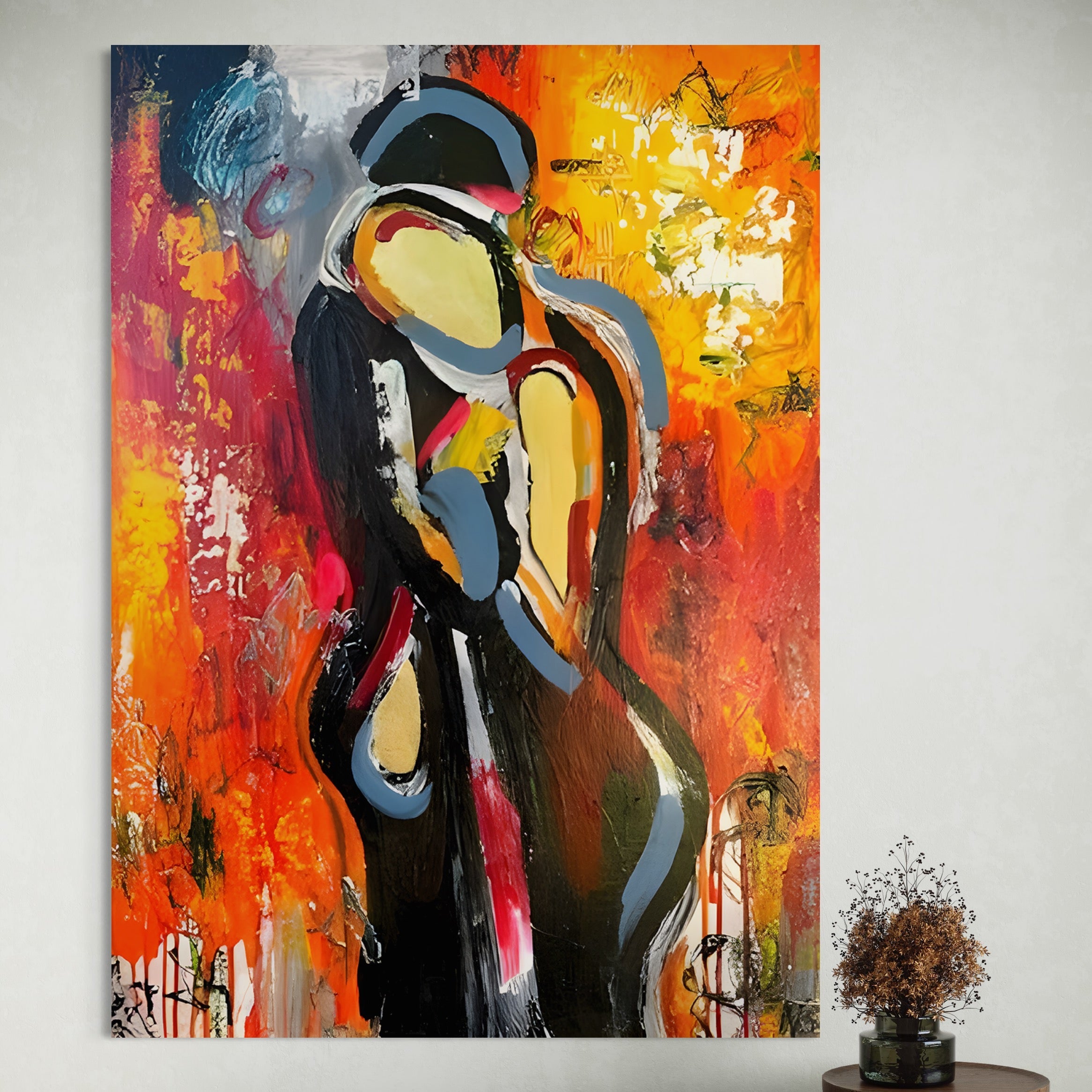 Tablou Canvas Premium LuxCanva® B1105, Iubire Pasionala , Living, Amor, El, Ea, Dragoste, Imbratisare, Cuplu, Indragostiti, Dormitor, Culori Vibrante