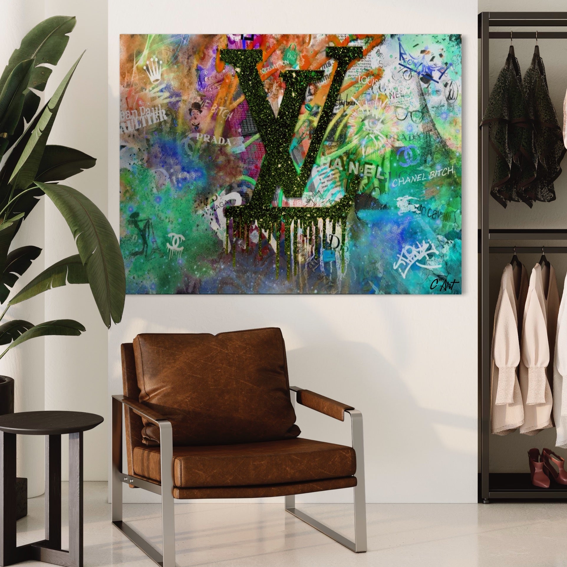 Tablou Canvas Premium LuxCanva® B1099, Branduri De Lux , Birou, Prada, Louis Vuitton, Chanel, Jean Paul Gaultier, Fashion, Salon, Culori Vibrante