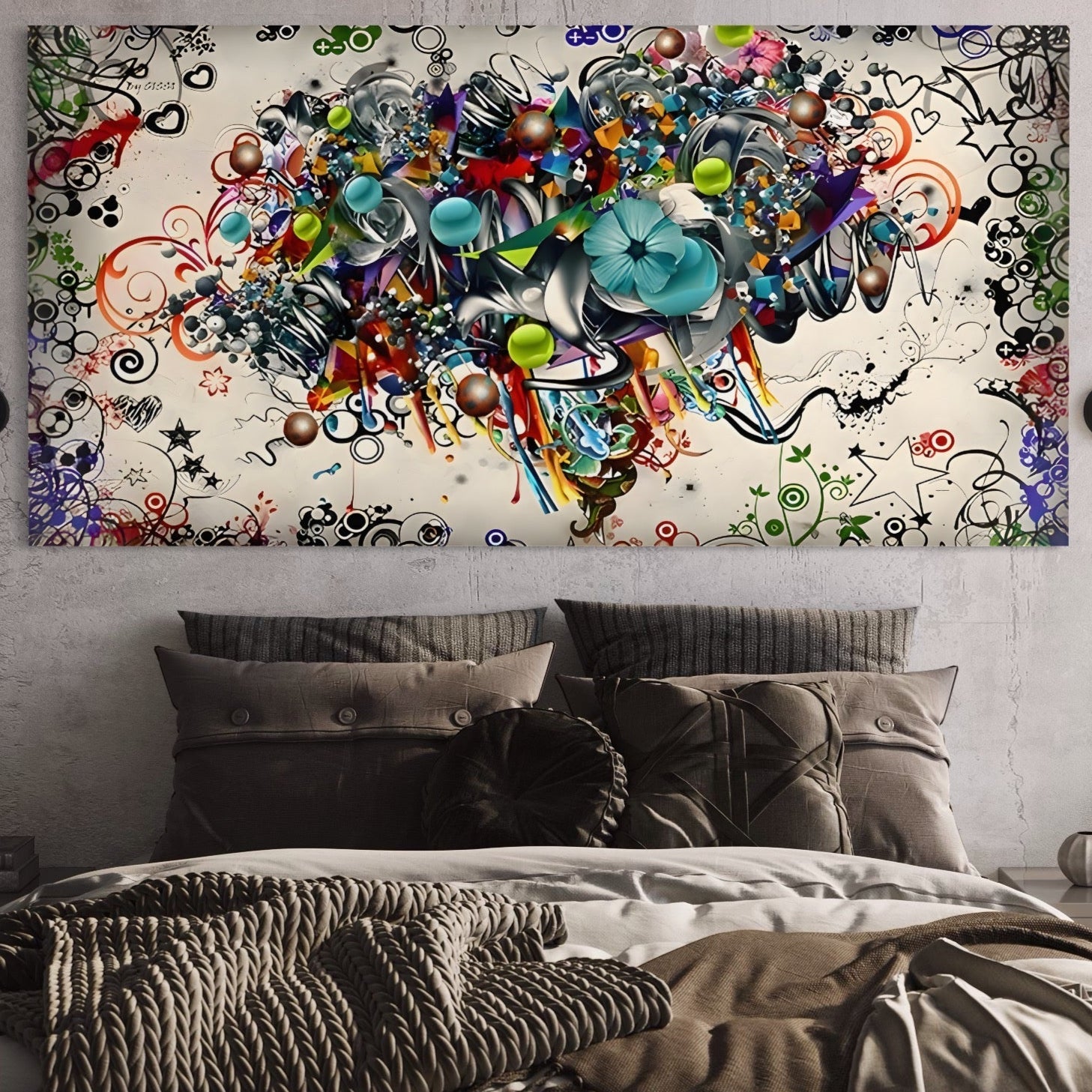 Tablou Canvas Premium LuxCanva® B1092, Jocul Culorilor , Living, Abstract, Flori, Colorat, Fun Times, Dormitor, Geometric, Culori Vibrante