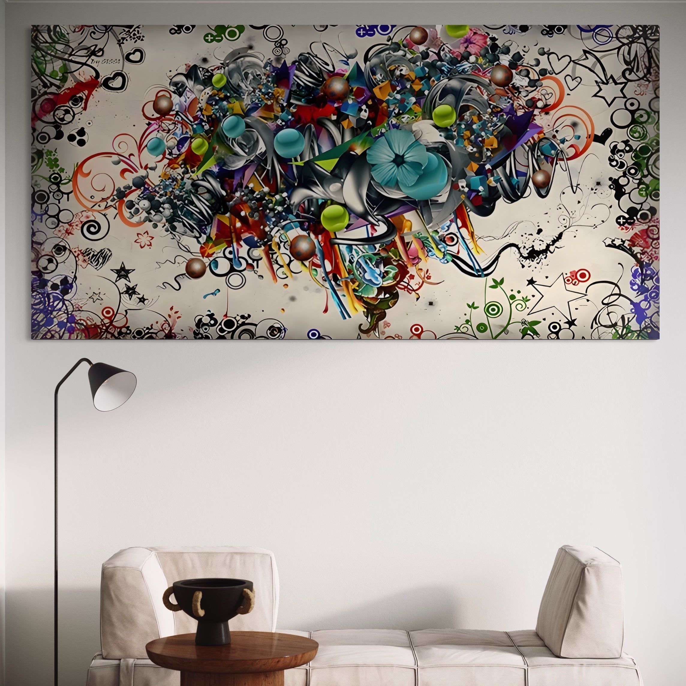 Tablou Canvas Premium LuxCanva® B1092, Jocul Culorilor , Living, Abstract, Flori, Colorat, Fun Times, Dormitor, Geometric, Culori Vibrante