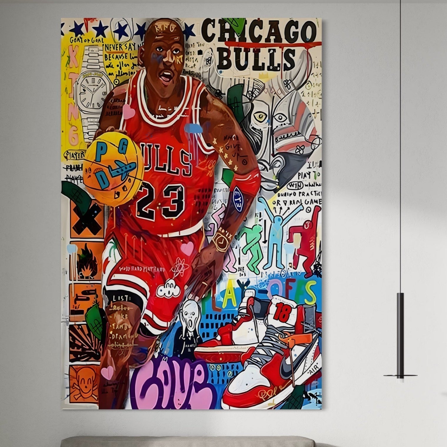 Tablou Canvas Premium LuxCanva® B1090, Marele Michael Jordan , Birou, Jucator Profesionist, Baschet, NBA, Camera copii, Chicago Bulls, Culori Vibrante