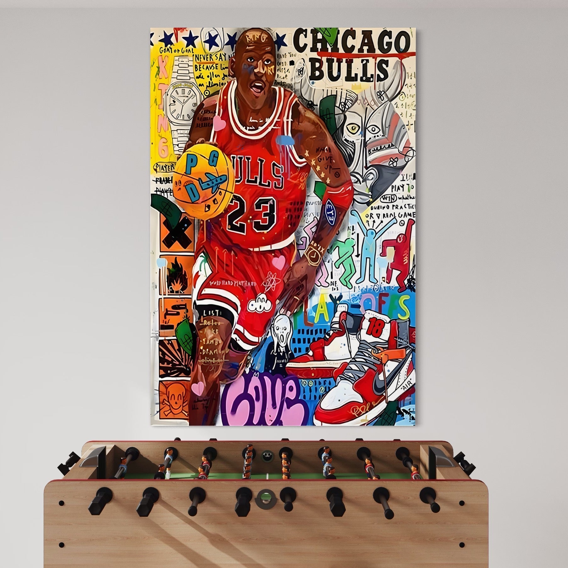 Tablou Canvas Premium LuxCanva® B1090, Marele Michael Jordan , Birou, Jucator Profesionist, Baschet, NBA, Camera copii, Chicago Bulls, Culori Vibrante