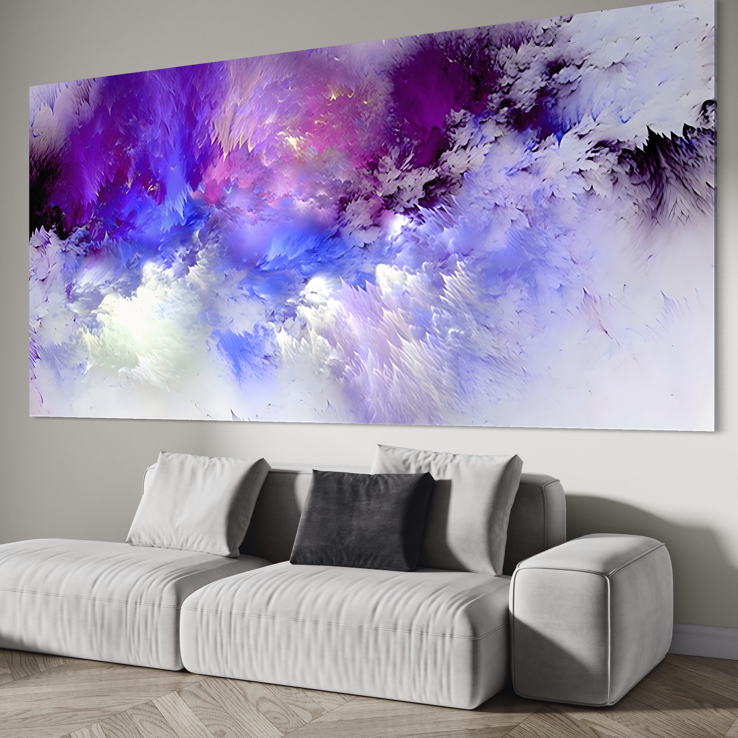 Tablou Canvas Premium LuxCanva® B1083, Dansul Culorilor ,  Living, Abstract, Visare, Dormitor, Mov, Liniste, Albastru, Culori Vibrante