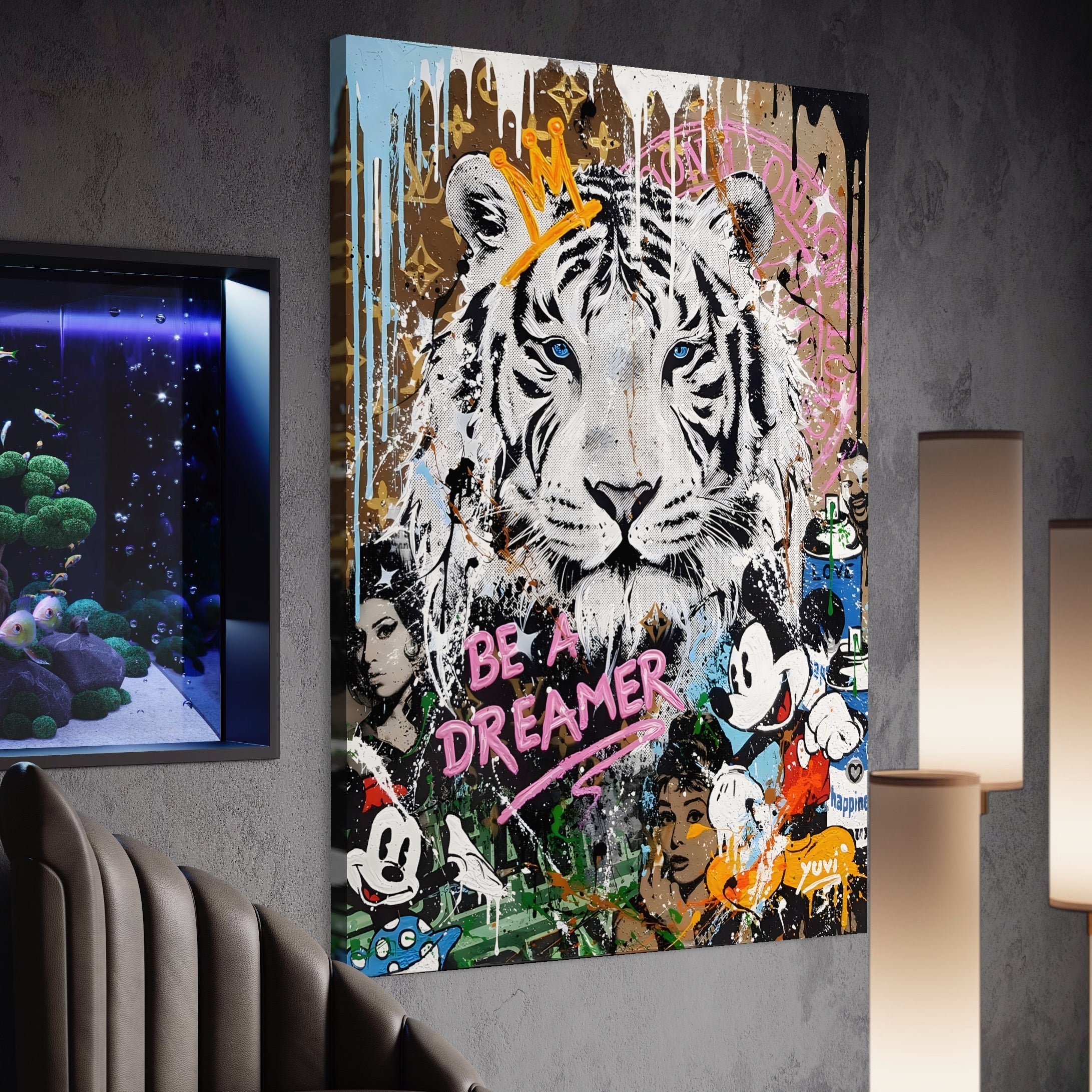 Tablou Canvas Premium LuxCanva® B1081, Be A Dreamer , Living, Tigru, Amy Jade Winehouse, Dormitor, Audrey Hepburn, Mickey, Personaje, Film, Muzica, Culori Vibrante