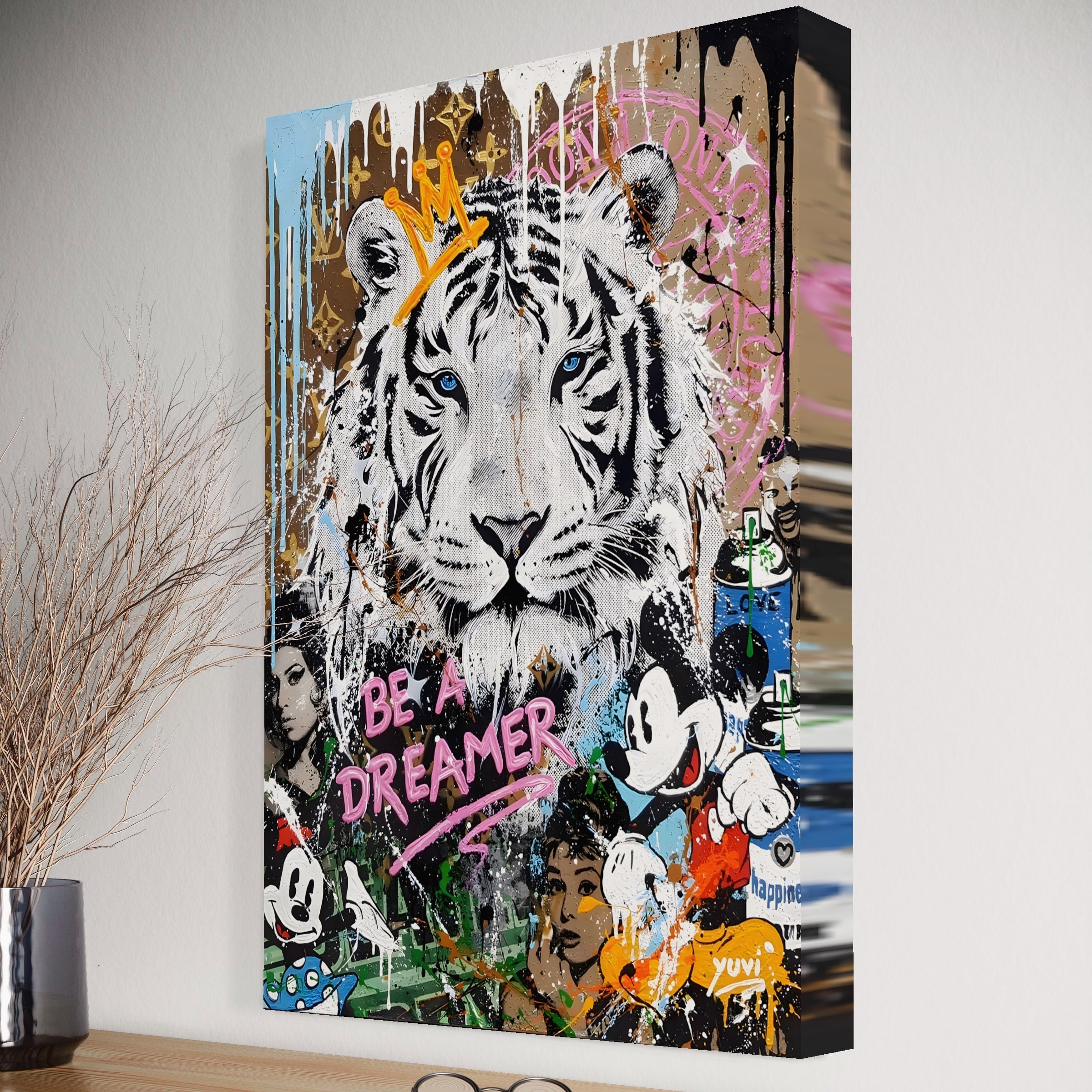 Tablou Canvas Premium LuxCanva® B1081, Be A Dreamer , Living, Tigru, Amy Jade Winehouse, Dormitor, Audrey Hepburn, Mickey, Personaje, Film, Muzica, Culori Vibrante