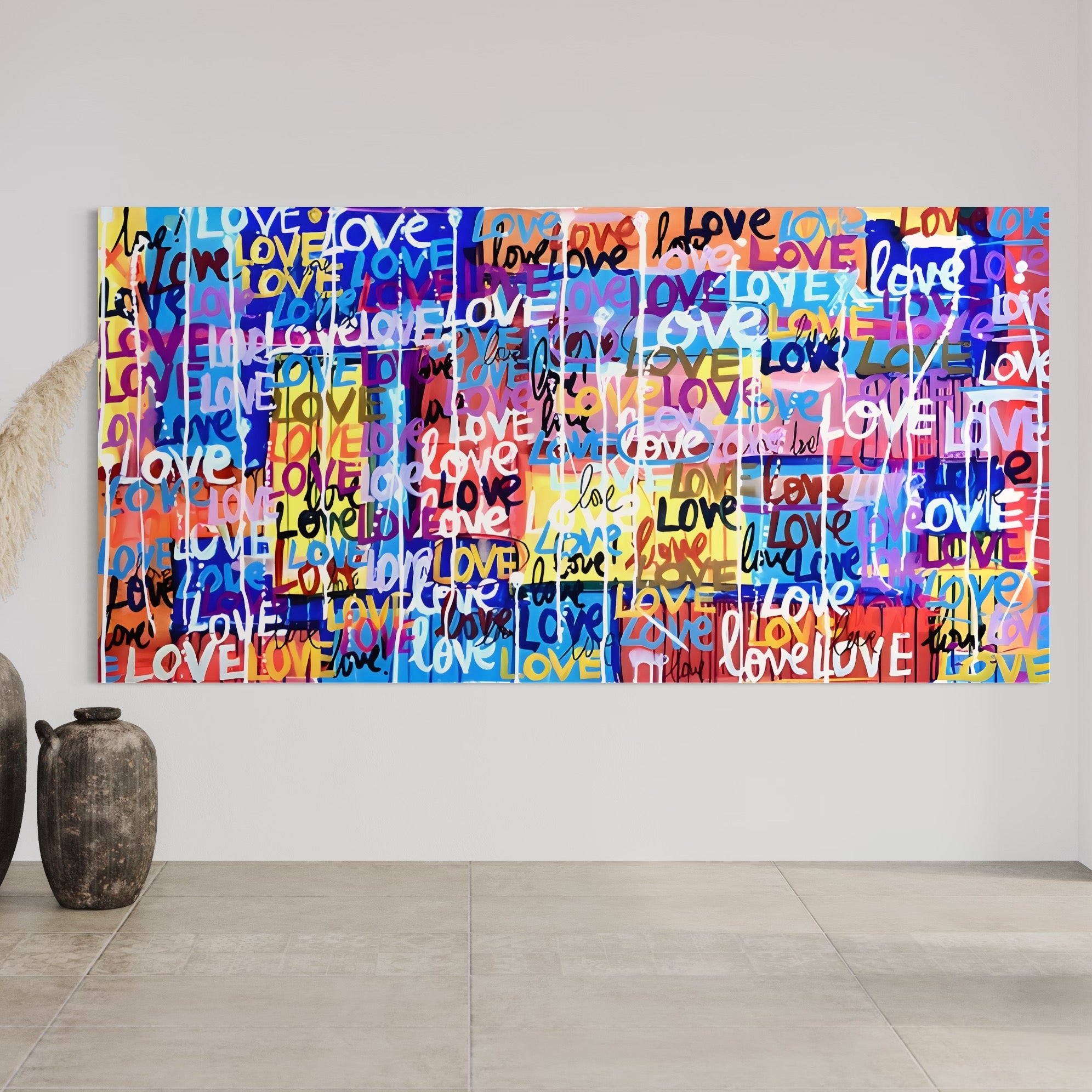 Tablou Canvas Premium LuxCanva® B1080, Iubire , Living, Graffiti, Dragoste, Iubire, Dormitor, Culori Vibrante