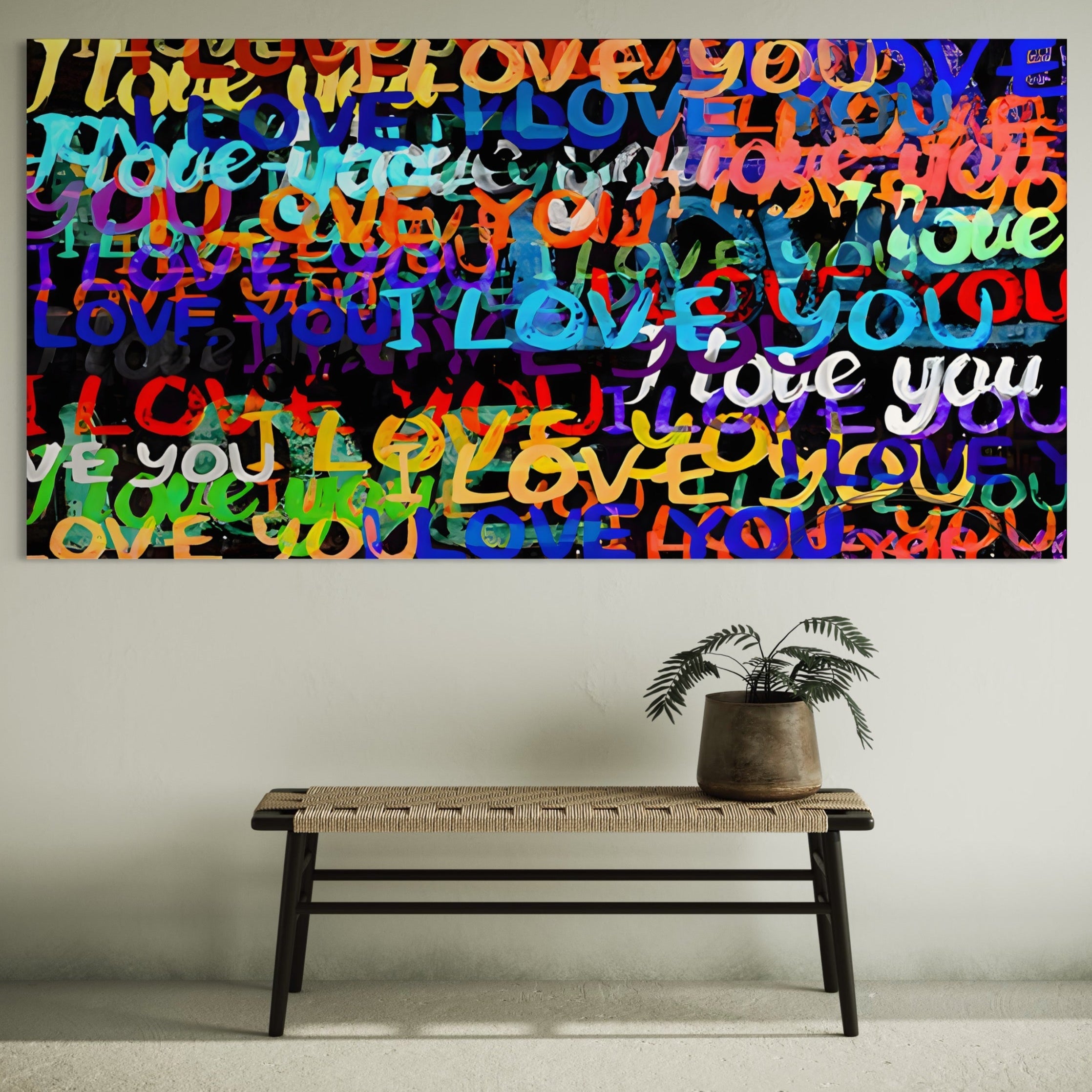 Tablou Canvas Premium LuxCanva® B1078, Love In Colors , Decorativ, Living, Colorat, Iubire, Graffiti, Dormitor, Inspirational, Dragoste, Culori Vibrante