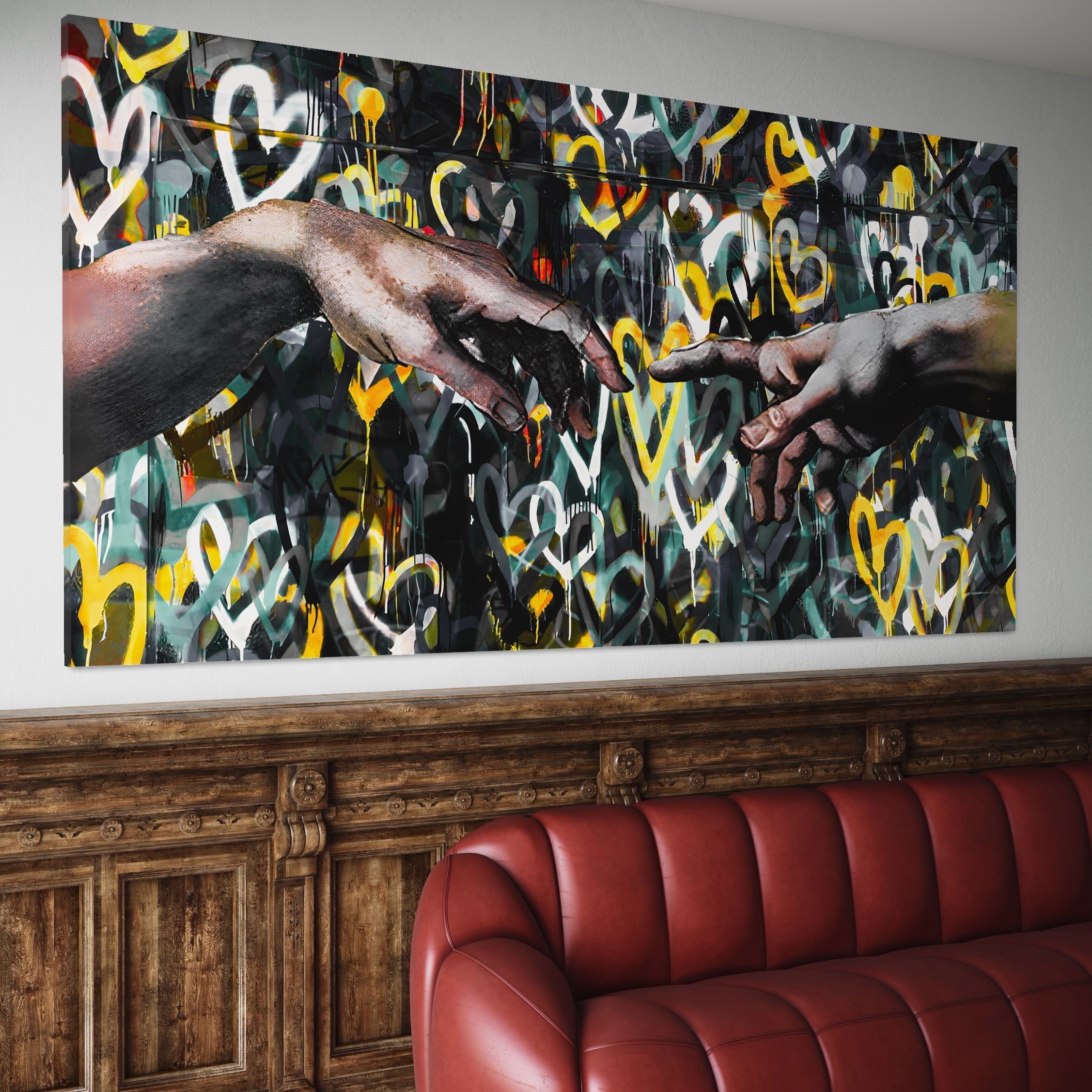 Tablou Canvas Premium LuxCanva® B1075, Lovers Hands , Decorativ, Living, Iubire, Maini, Dragoste, Dormitor, Cuplu, Culori Vibrante