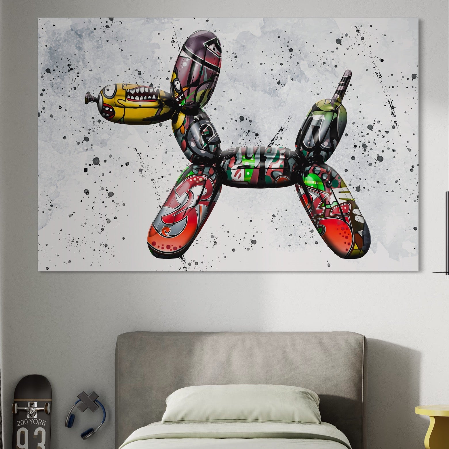 Tablou Canvas Premium LuxCanva® B1043, Pop Art Dog Balloon , Dormitor, Copii, Caine, Balon, Culori Vibrante